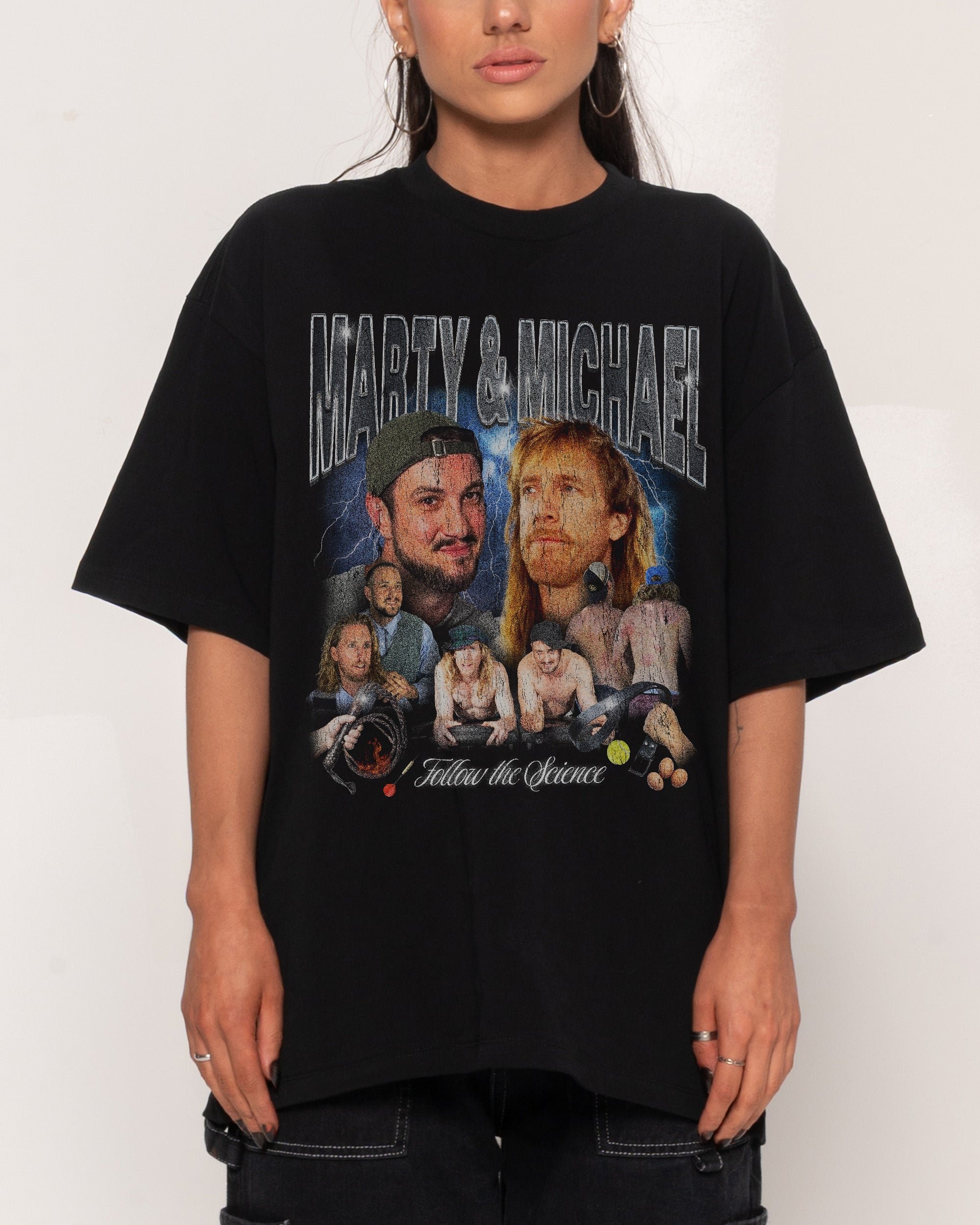 Marty & Michael Bootleg Oversized Graphic Tee - 90s Boxy Fit, Heavyweight 100% Combed Cotton