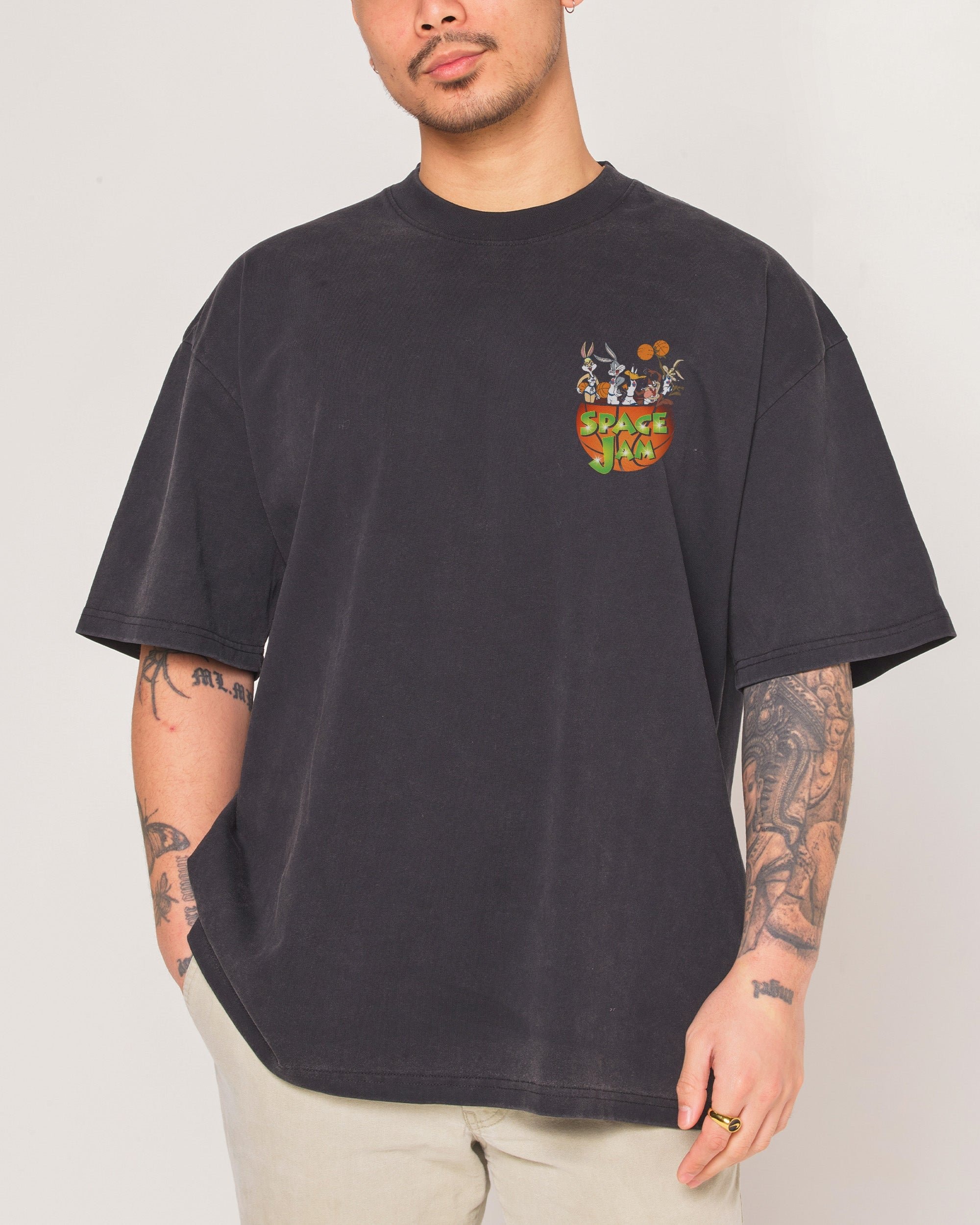 Space Jam Stars Oversized Graphic Tee - Looney Tunes Unisex 100% Combed Cotton