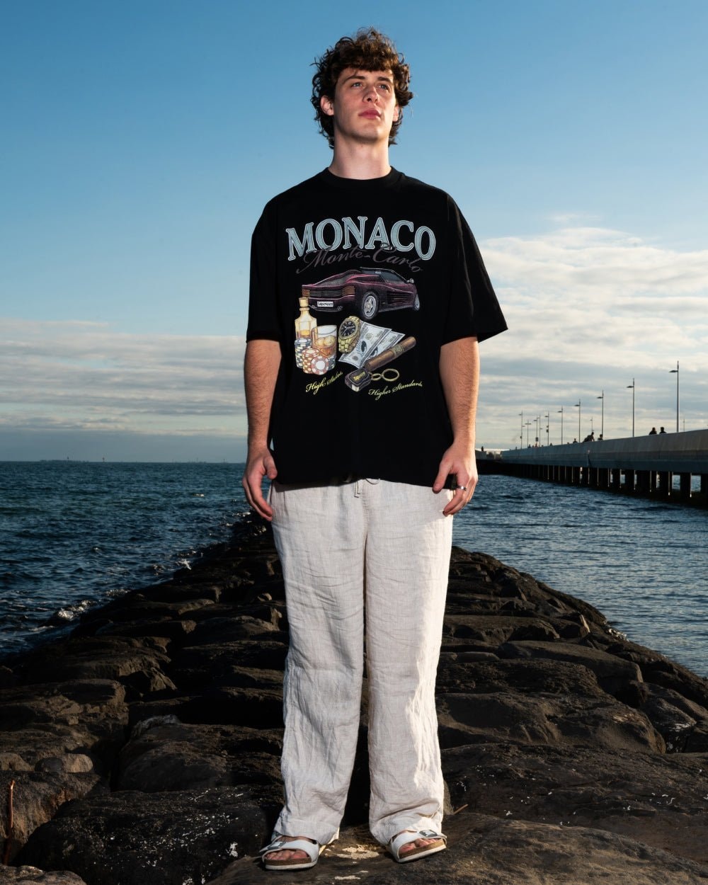 Monaco Money Oversized Graphic Tee - Unisex 90s Boxy Fit 100% Combed Cotton