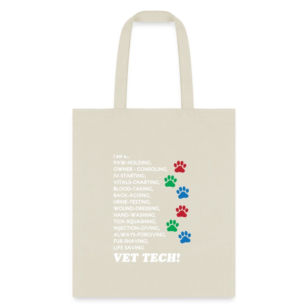 Vet Tech Tote Bag - I Am A Vet Tech Canvas Shoulder Bag for Vets & Students