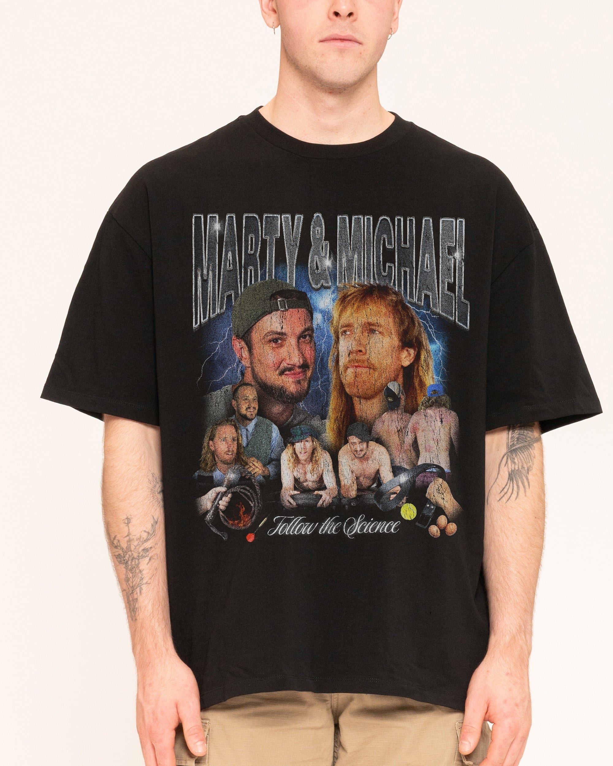 Marty & Michael Bootleg Oversized Graphic Tee - 90s Boxy Fit, Heavyweight 100% Combed Cotton