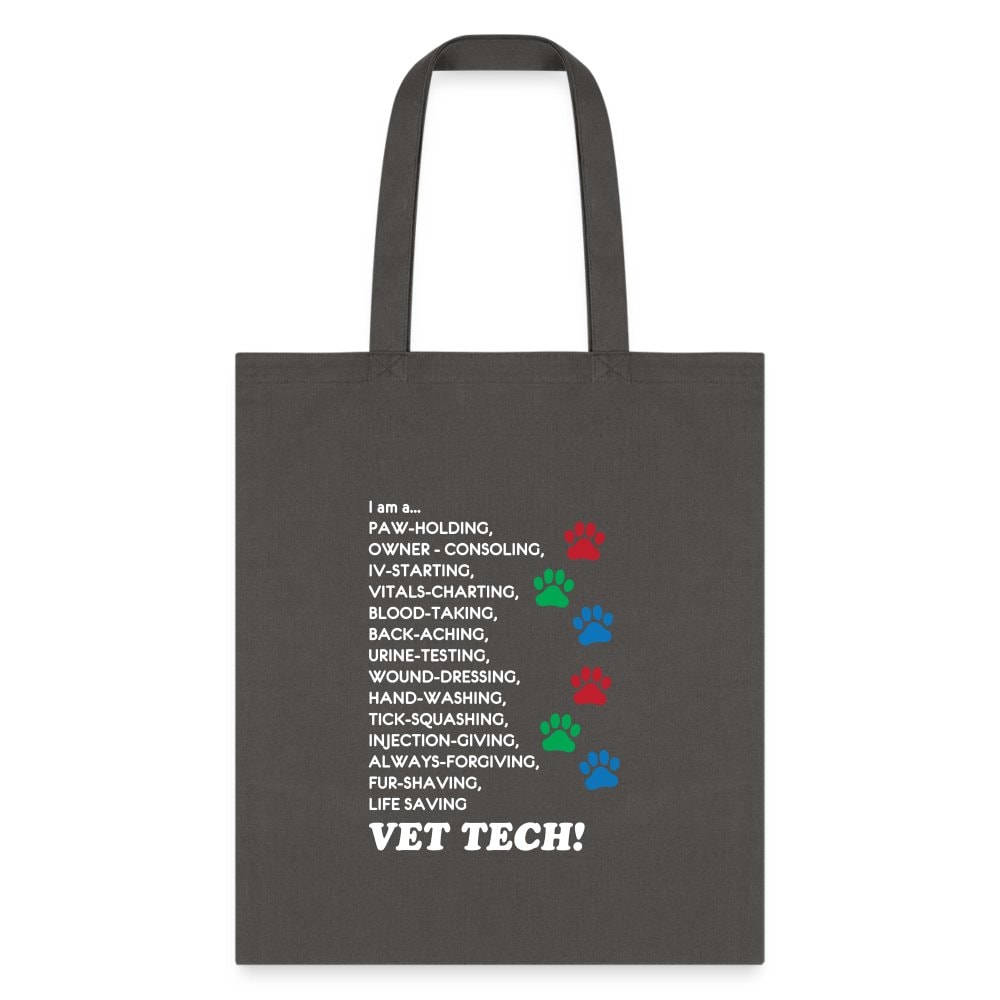 Vet Tech Tote Bag - I Am A Vet Tech Canvas Shoulder Bag for Vets & Students
