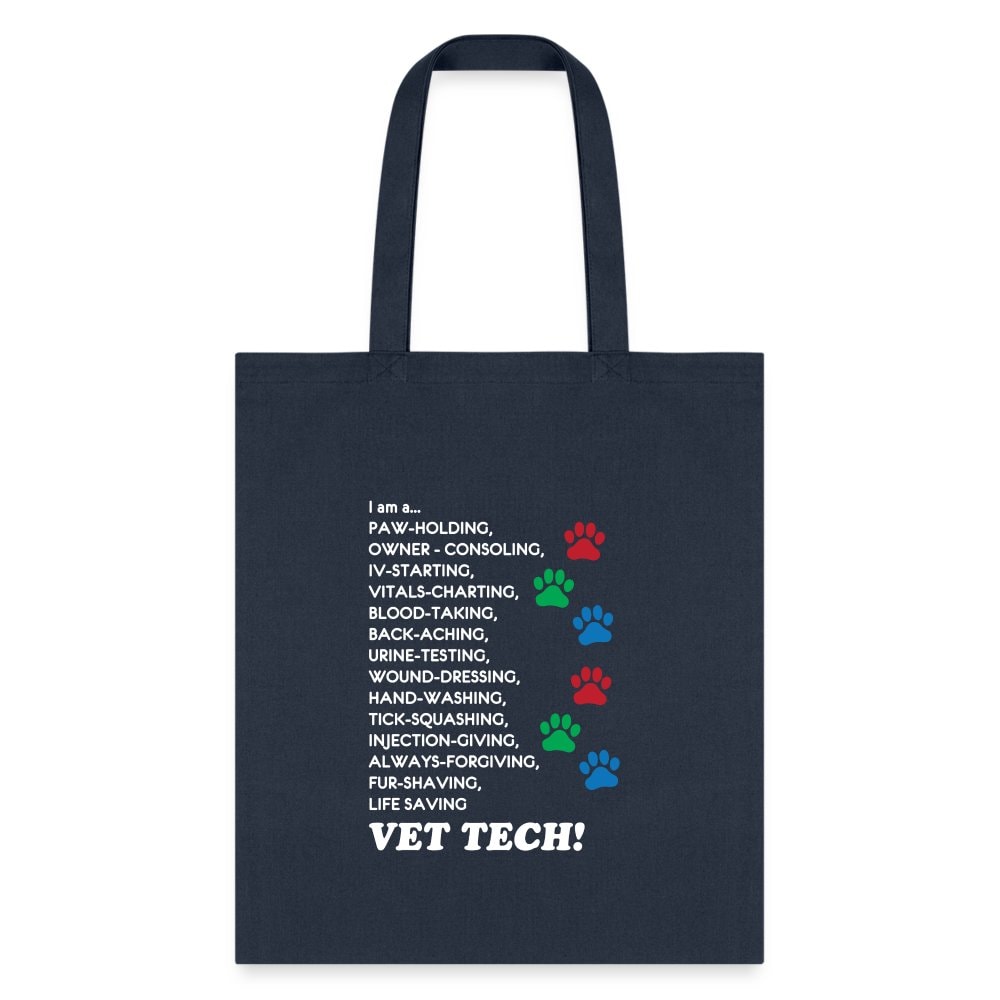 Vet Tech Tote Bag - I Am A Vet Tech Canvas Shoulder Bag for Vets & Students
