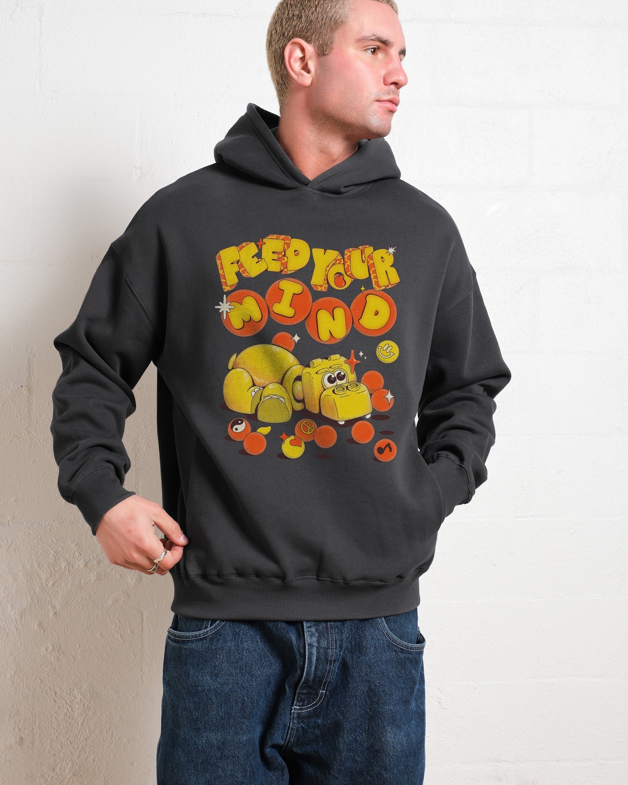 Feed Your Mind Unisex Graphic Hoodie - 90s Boxy Fit, 80% Cotton
