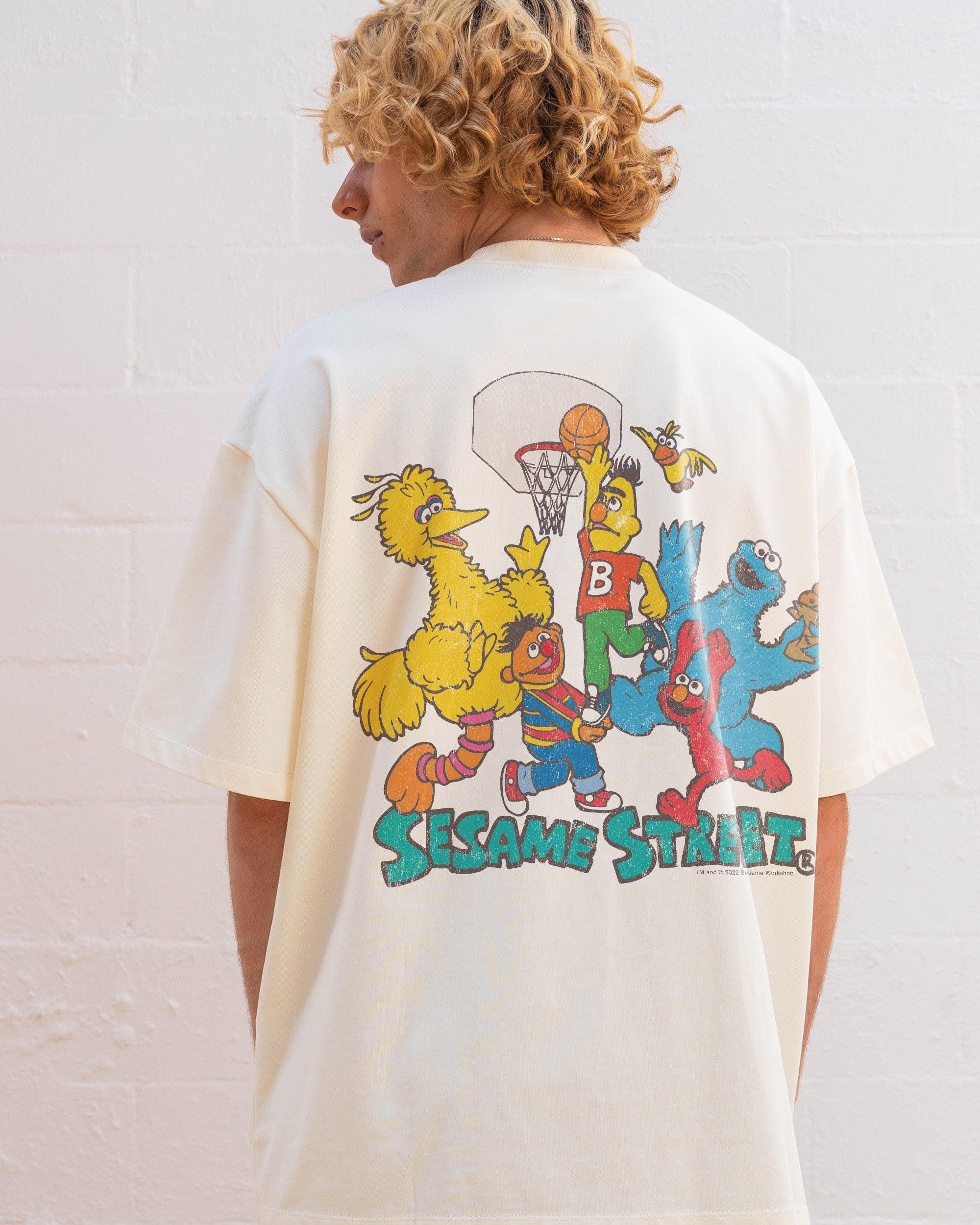 Sesame Street Hoops Oversized Graphic T-Shirt - Unisex 100% Combed Cotton Tee