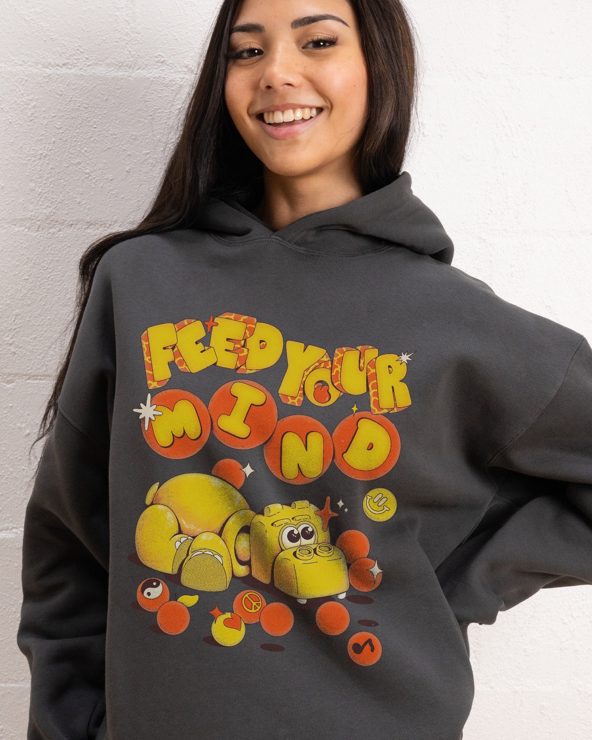 Feed Your Mind Unisex Graphic Hoodie - 90s Boxy Fit, 80% Cotton