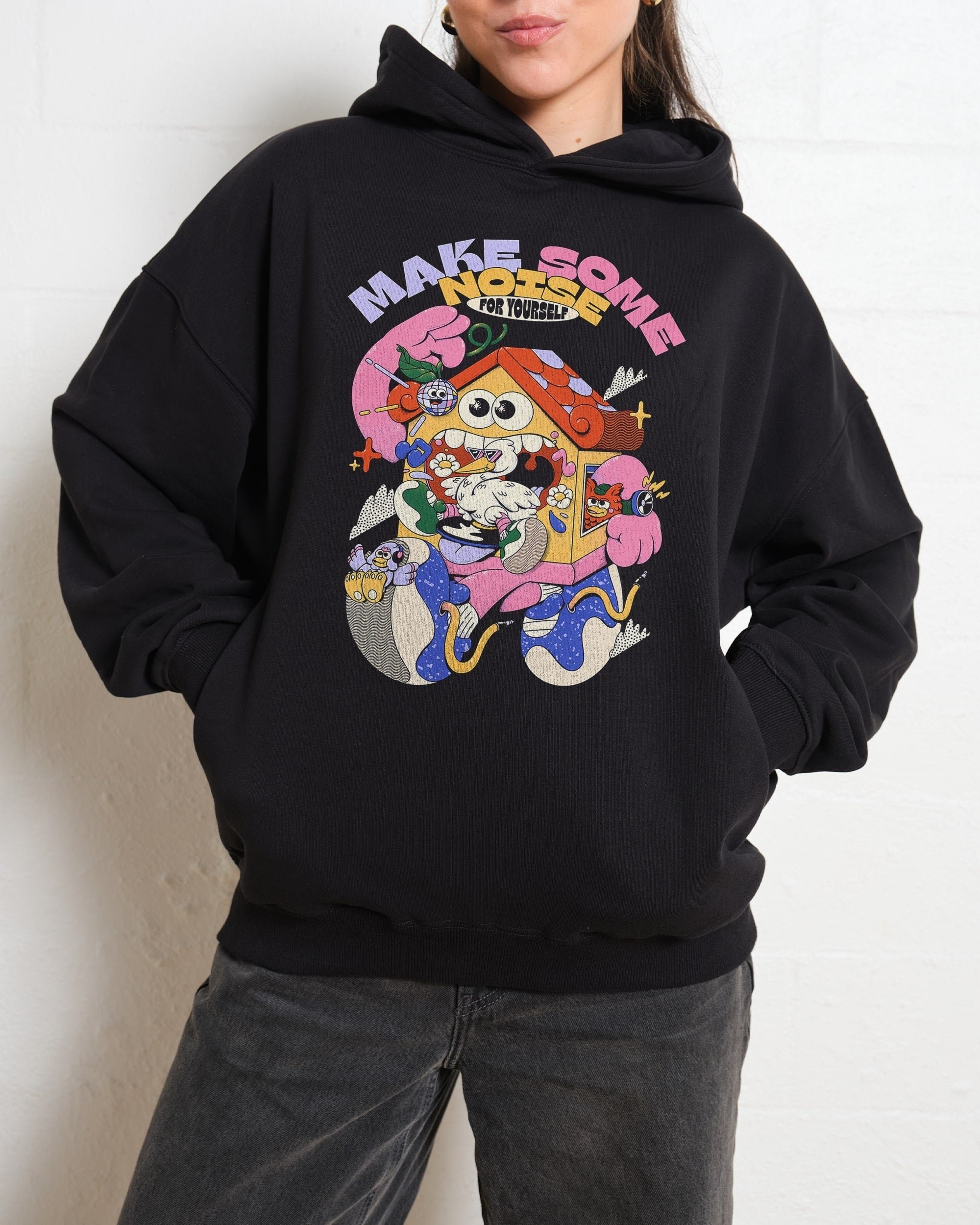 Make Some Noise Unisex Graphic Hoodie - 90s Boxy Fit, 80% Cotton