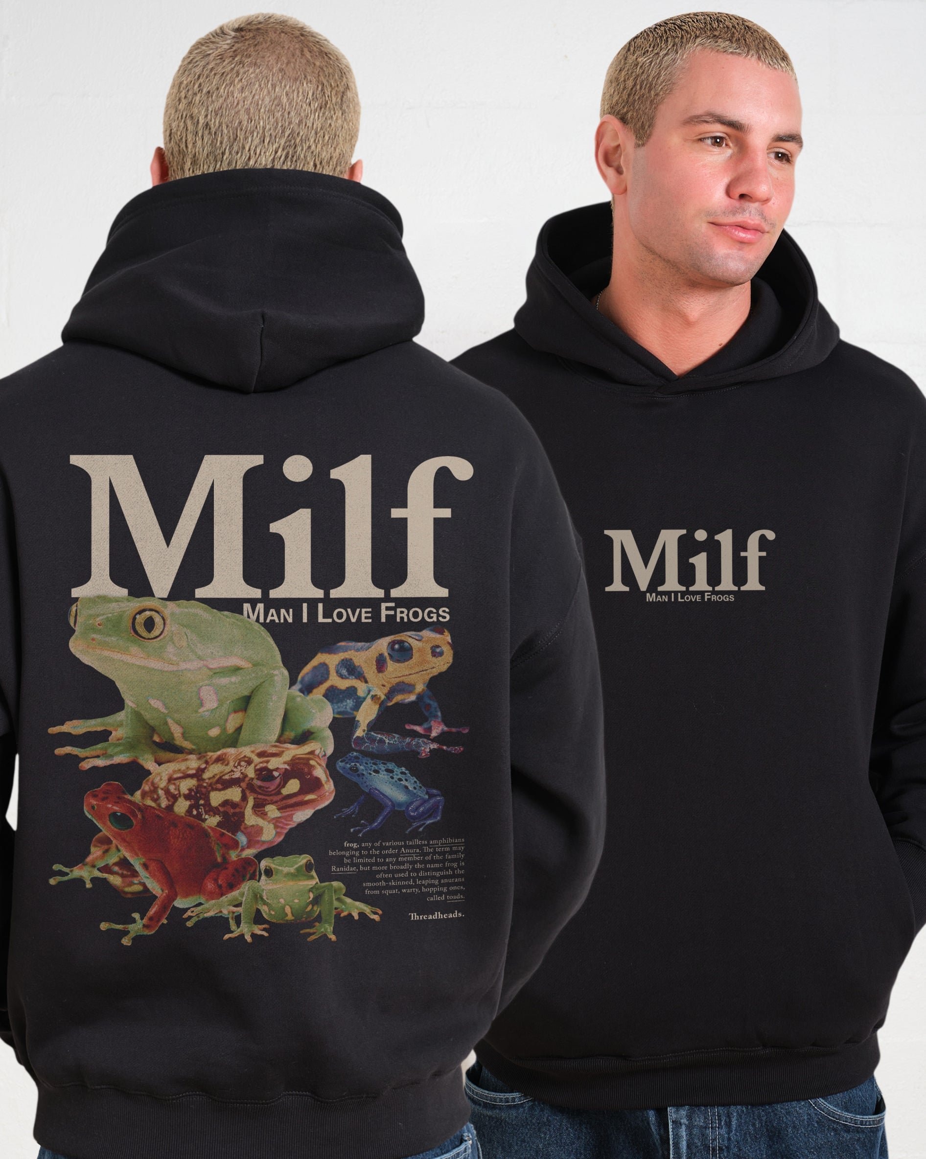 Man I Love Frogs Graphic Hoodie Unisex 90s Boxy Fit Cotton Poly Blend