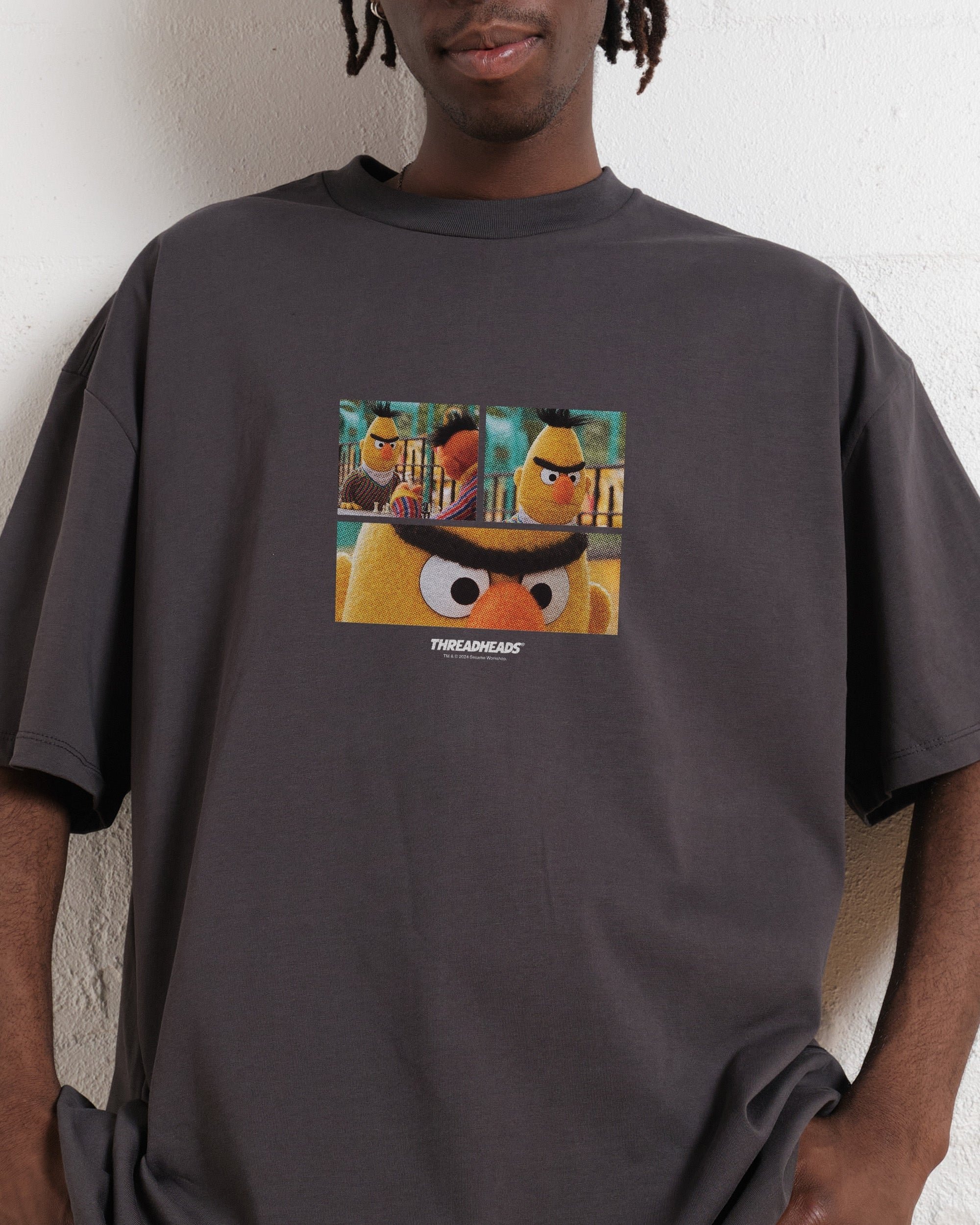 Angry Bert Oversized Graphic T-Shirt - Sesame Street Unisex Heavyweight Tee