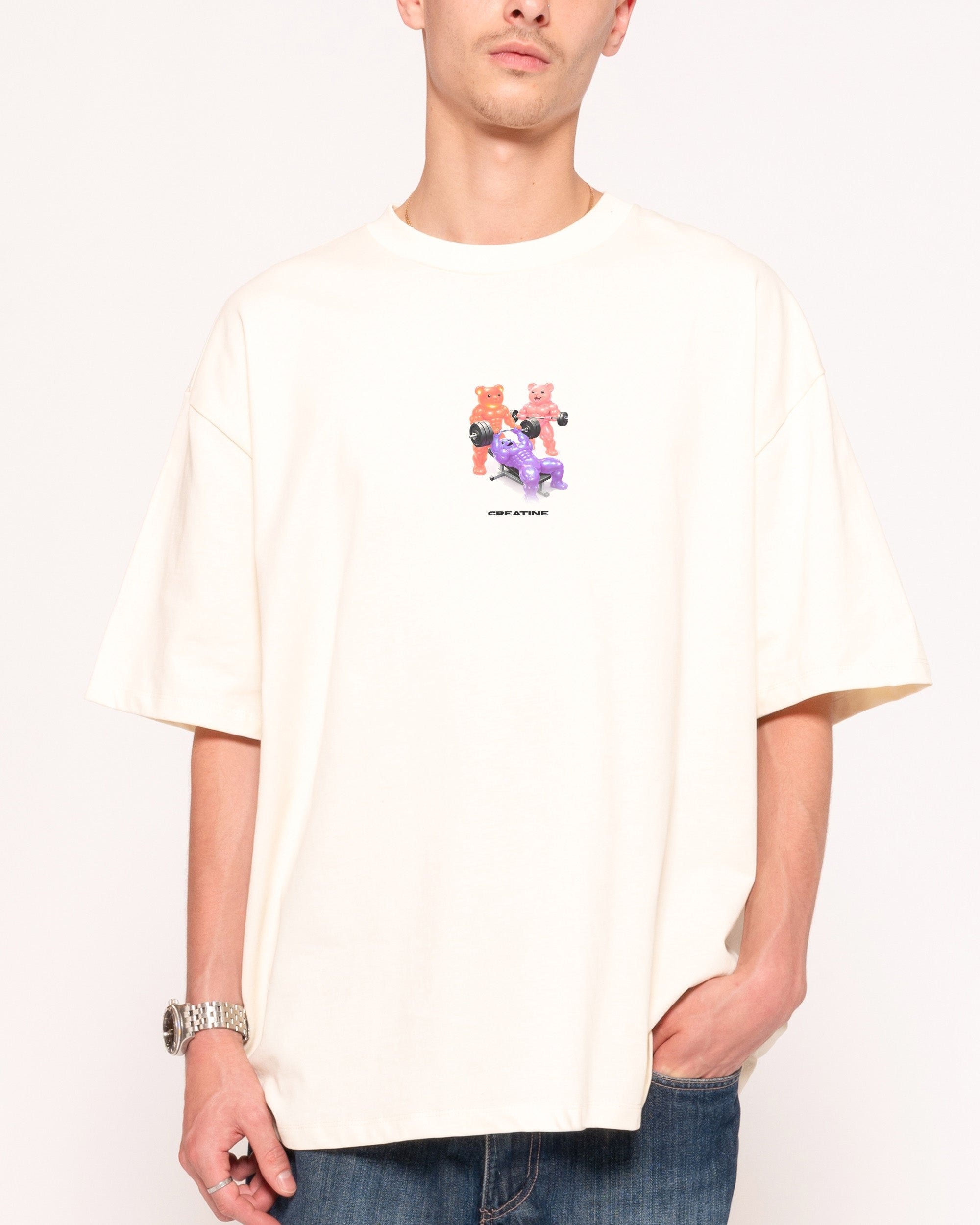 Creatine Gummies Oversized Graphic Tee - Threadheads 90s Boxy Fit 100% Combed Cotton