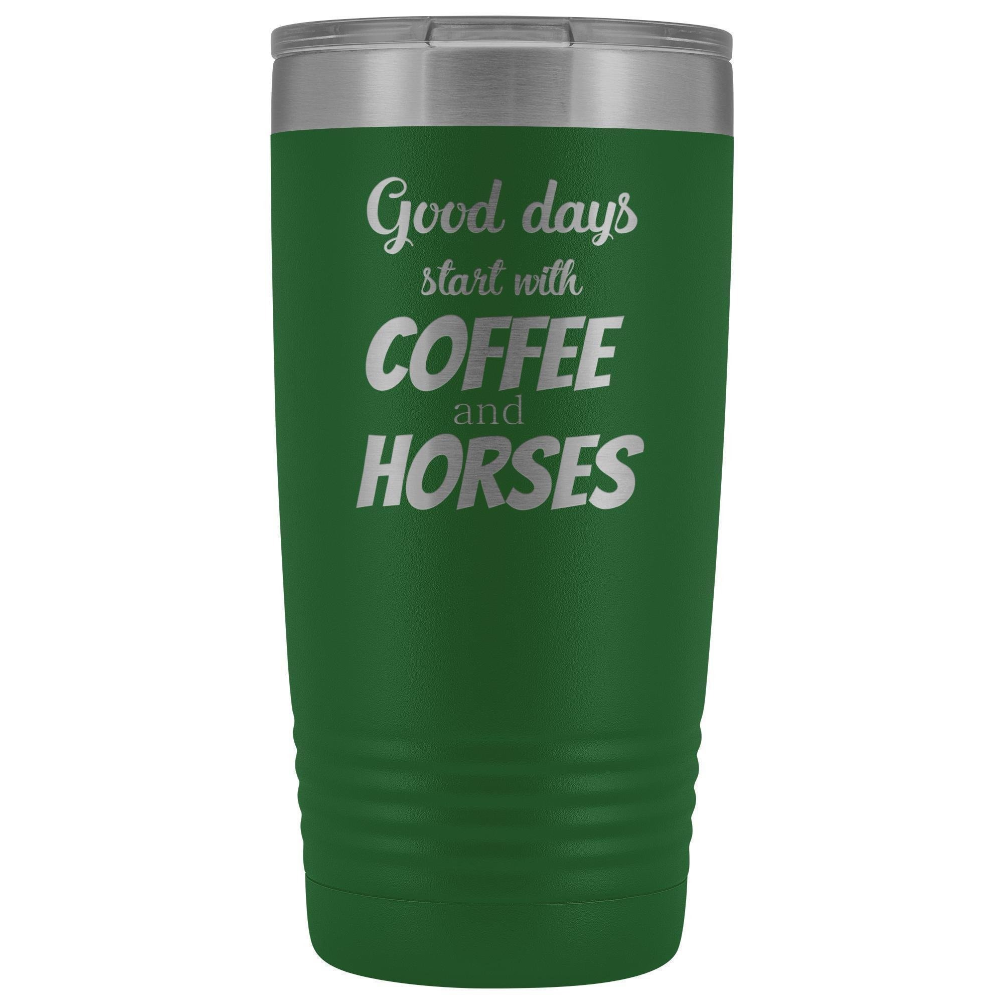 Coffee and Horses 20oz Vacuum Tumbler - Laser Etched Insulated Vet Gift