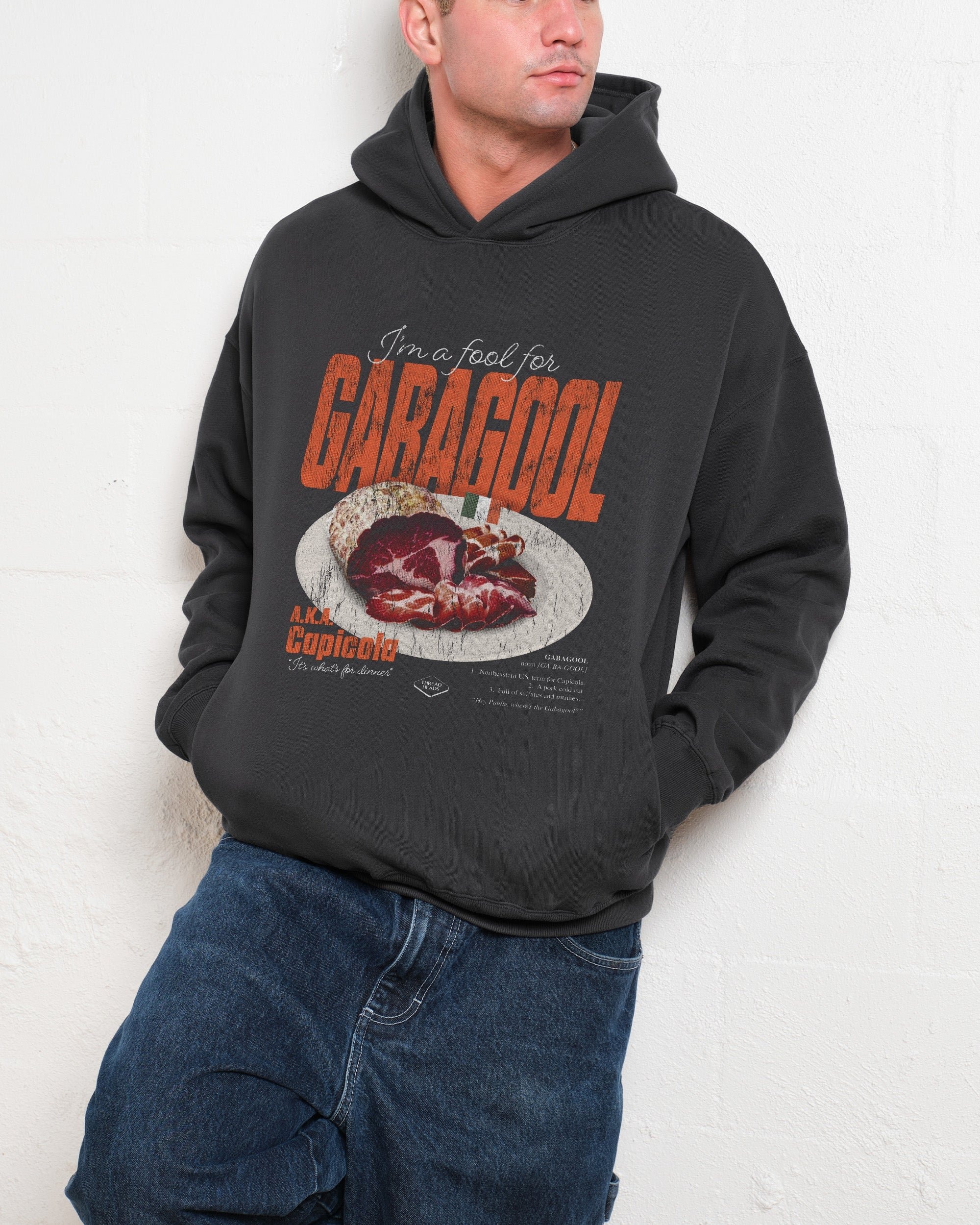 I'm a Fool for Gabagool Unisex Graphic Hoodie - 90s Boxy Fit, 340gsm Cotton-Poly Blend
