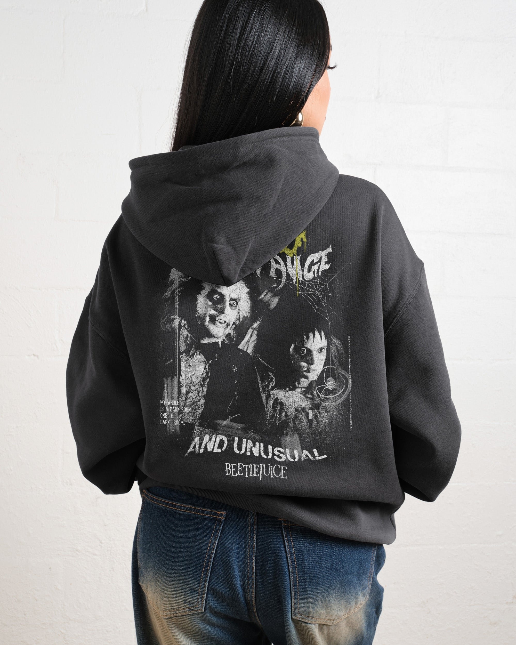 Strange & Unusual Beetlejuice Unisex Graphic Hoodie - 90s Boxy Fit, 340gsm Cotton-Poly Blend