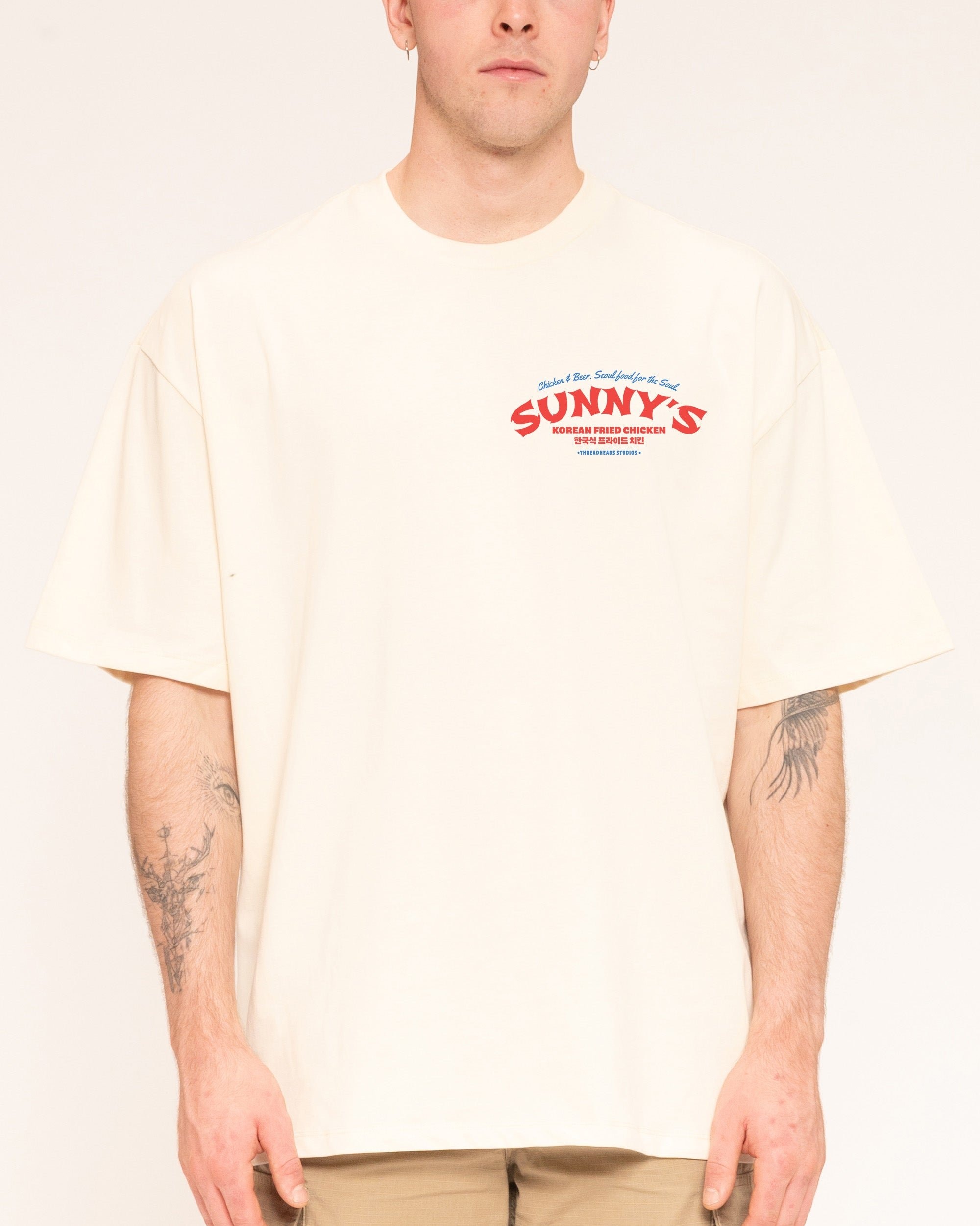 Korean Fried Chicken Oversized Graphic Tee - Threadheads 90s Boxy Fit Unisex Cotton T-Shirt