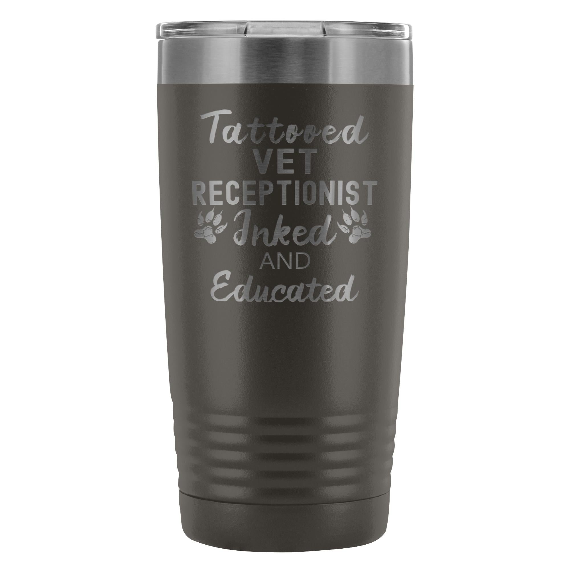 Vet Receptionist Tattooed Inked and Educated 20oz Vacuum Tumbler - Polar Camel
