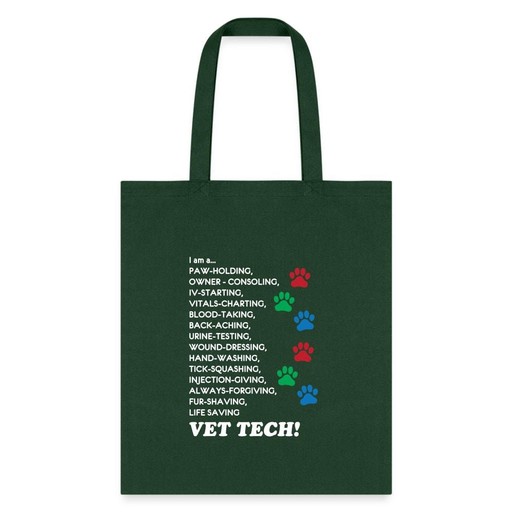 Vet Tech Tote Bag - I Am A Vet Tech Canvas Shoulder Bag for Vets & Students
