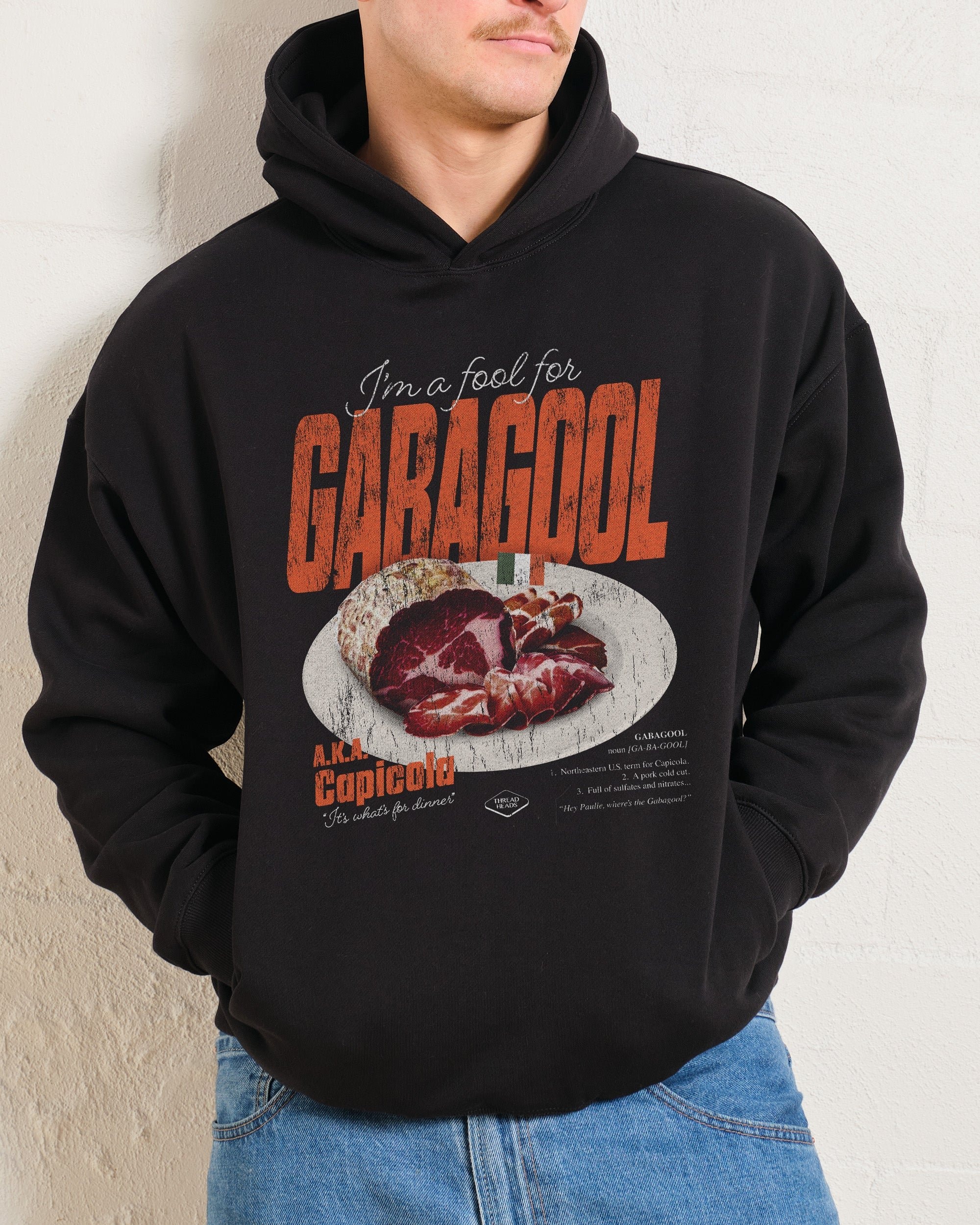 I'm a Fool for Gabagool Unisex Graphic Hoodie - 90s Boxy Fit, 340gsm Cotton-Poly Blend