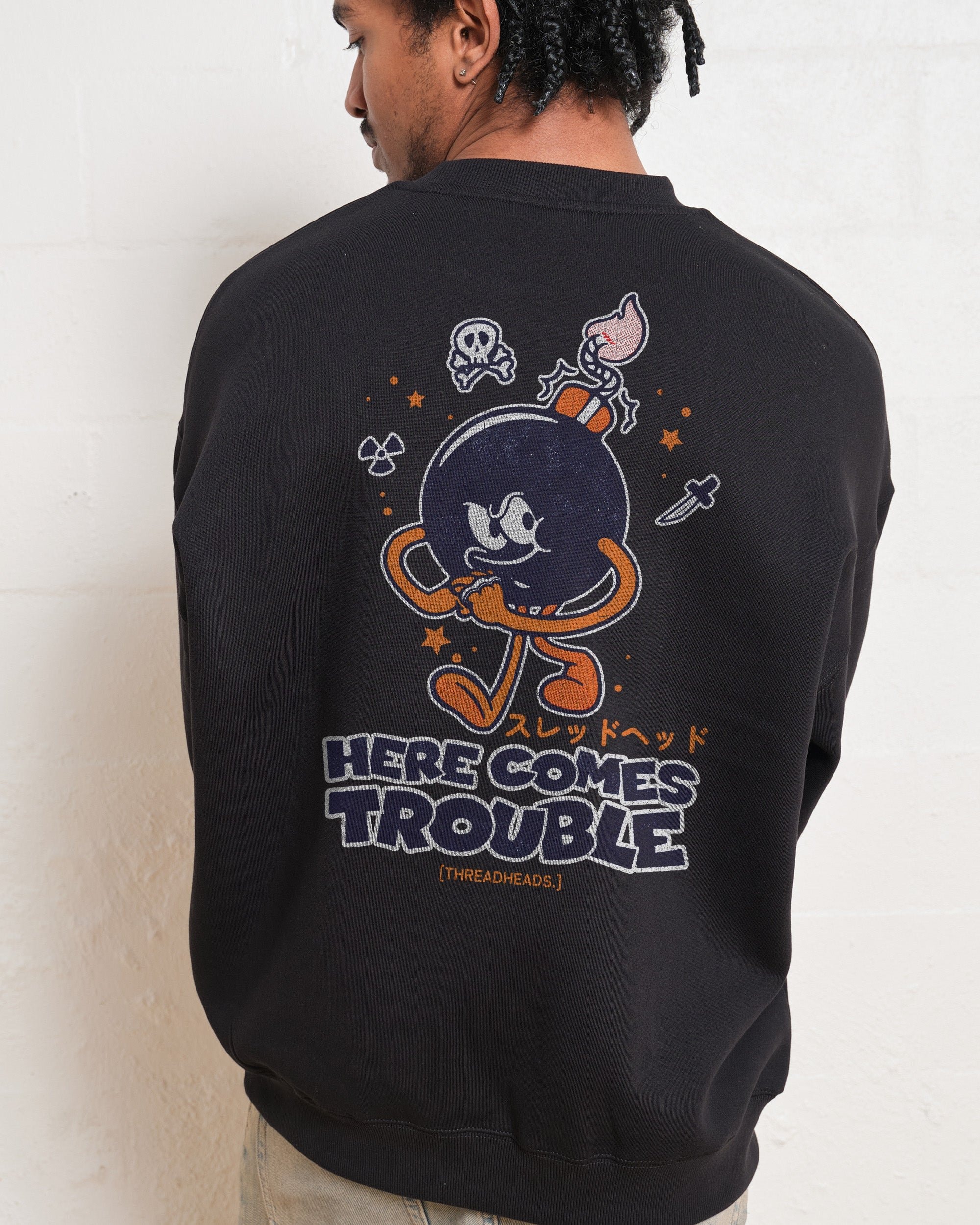 Here Comes Trouble Unisex Graphic Sweatshirt - Premium Cotton Poly Blend 340gsm