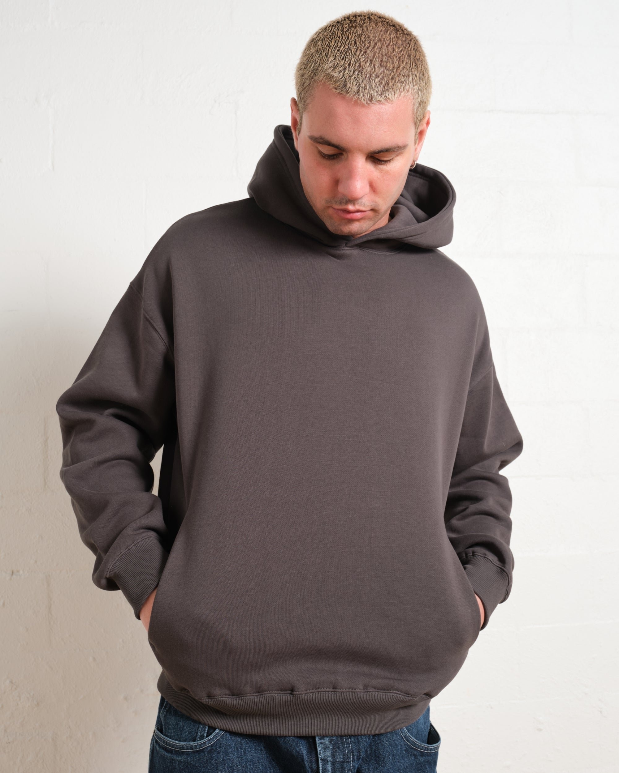 Oversized Unisex Hoodie 340 GSM Cotton Poly Blend Drop Shoulder Relaxed Fit
