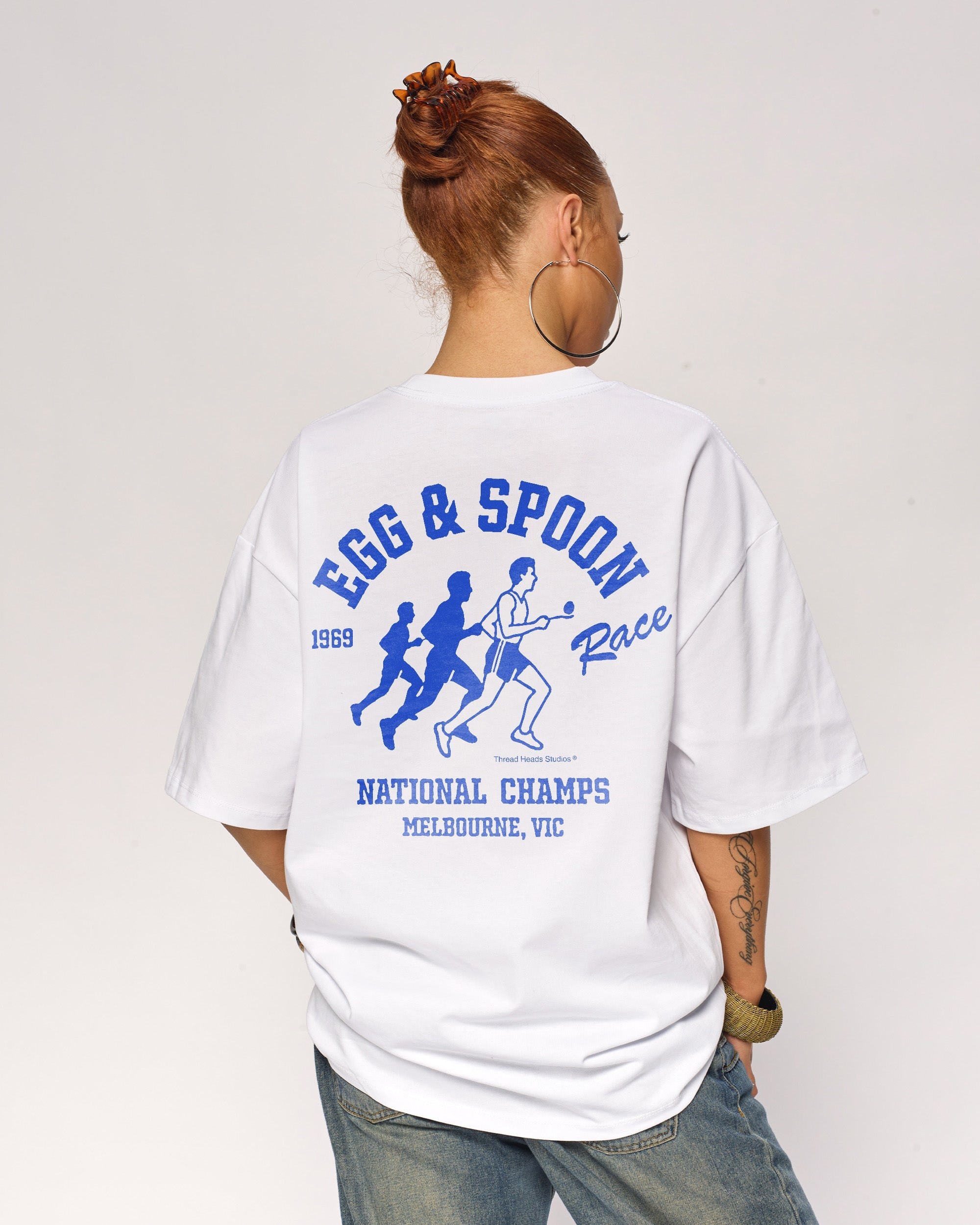 Egg & Spoon Oversized Graphic Tee - Unisex 90s Boxy Fit 100% Combed Cotton
