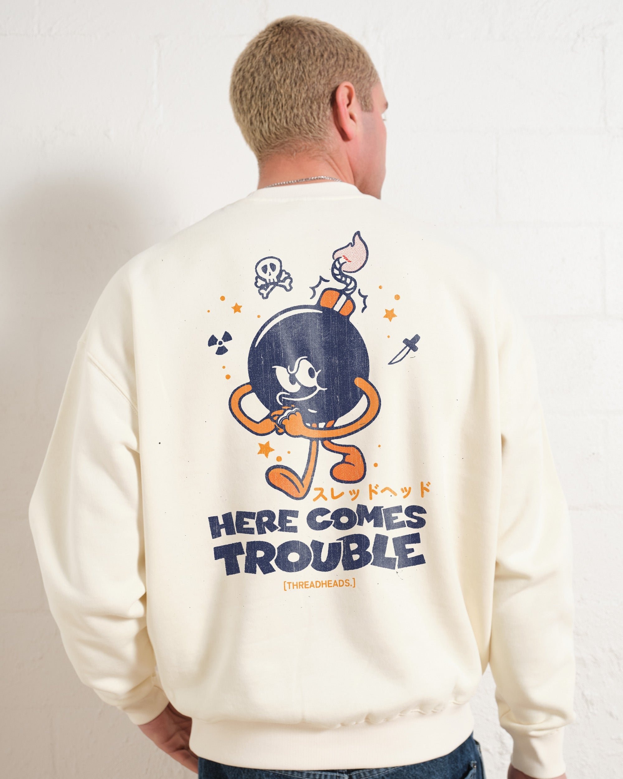 Here Comes Trouble Unisex Graphic Sweatshirt - Premium Cotton Poly Blend 340gsm