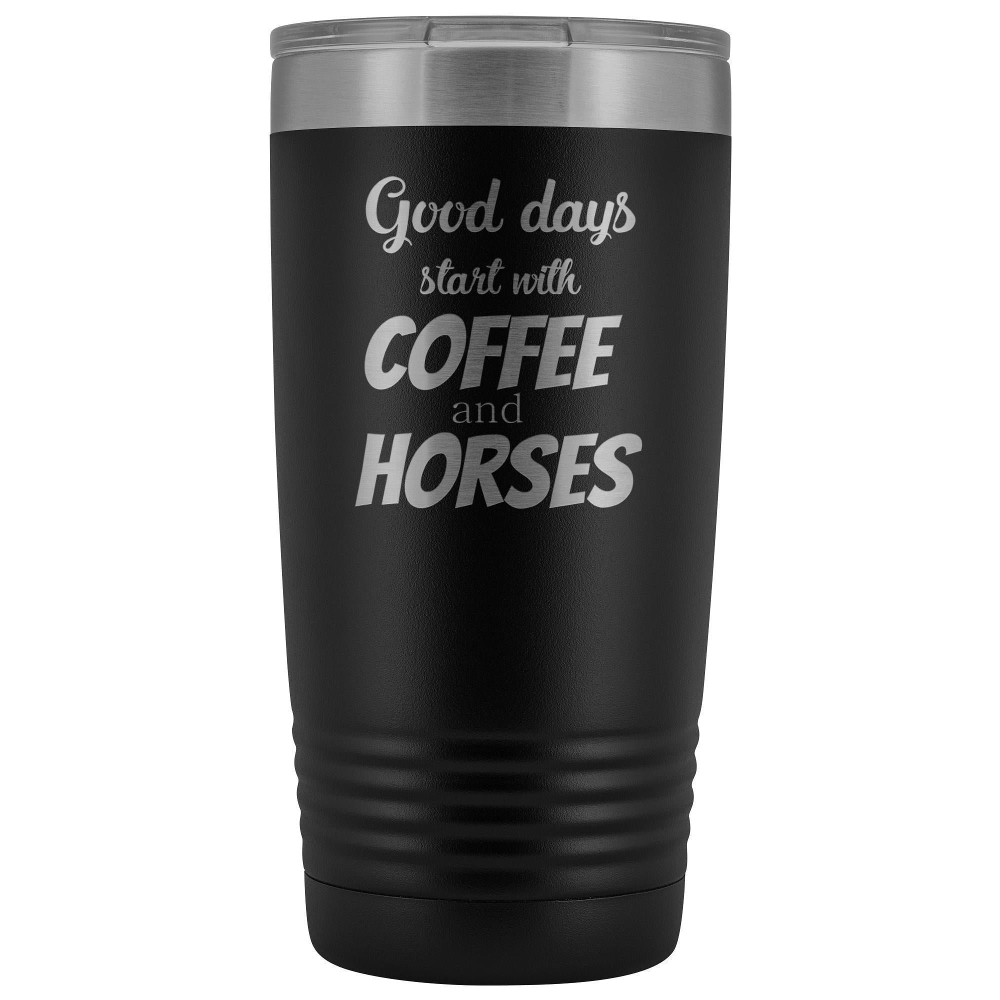Coffee and Horses 20oz Vacuum Tumbler - Laser Etched Insulated Vet Gift