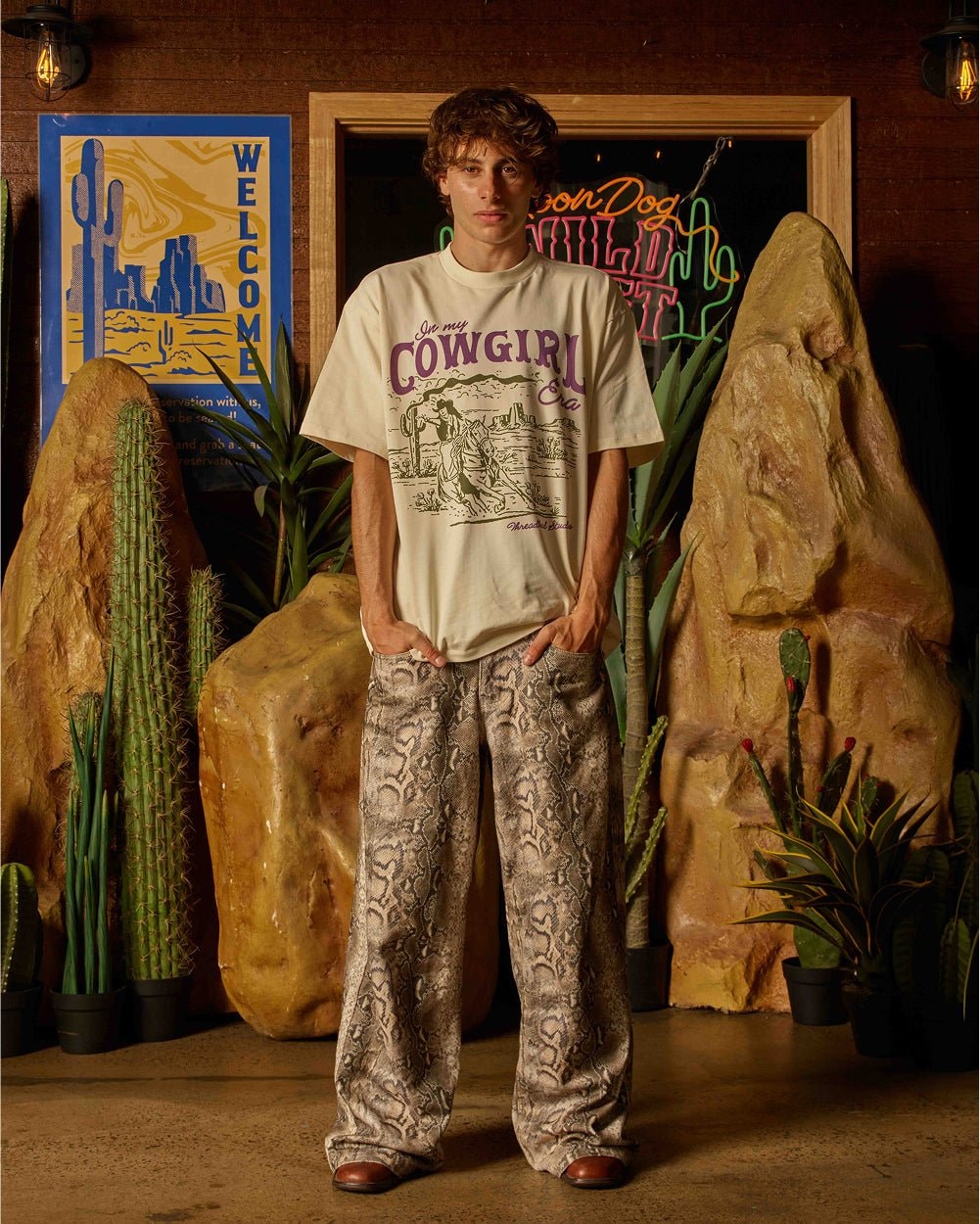 Cowgirl Era Oversized Graphic Tee Unisex 90s Boxy Fit 100% Combed Cotton