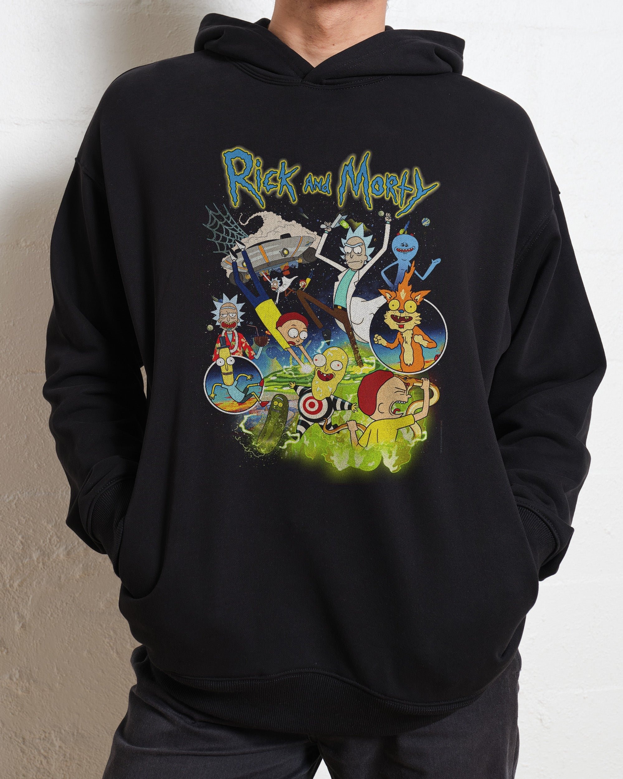 Rick and Morty Vintage Unisex Hoodie - 90s Boxy Fit, 340gsm Cotton-Poly Blend