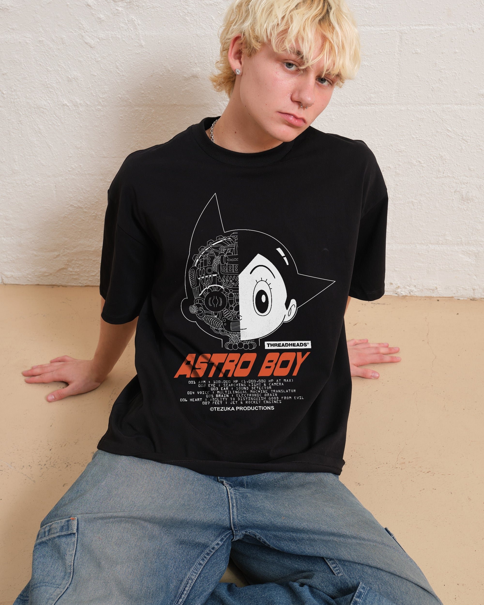 Astro Boy Head Data Oversized Graphic T-Shirt - Heavyweight 100% Combed Cotton Unisex Tee