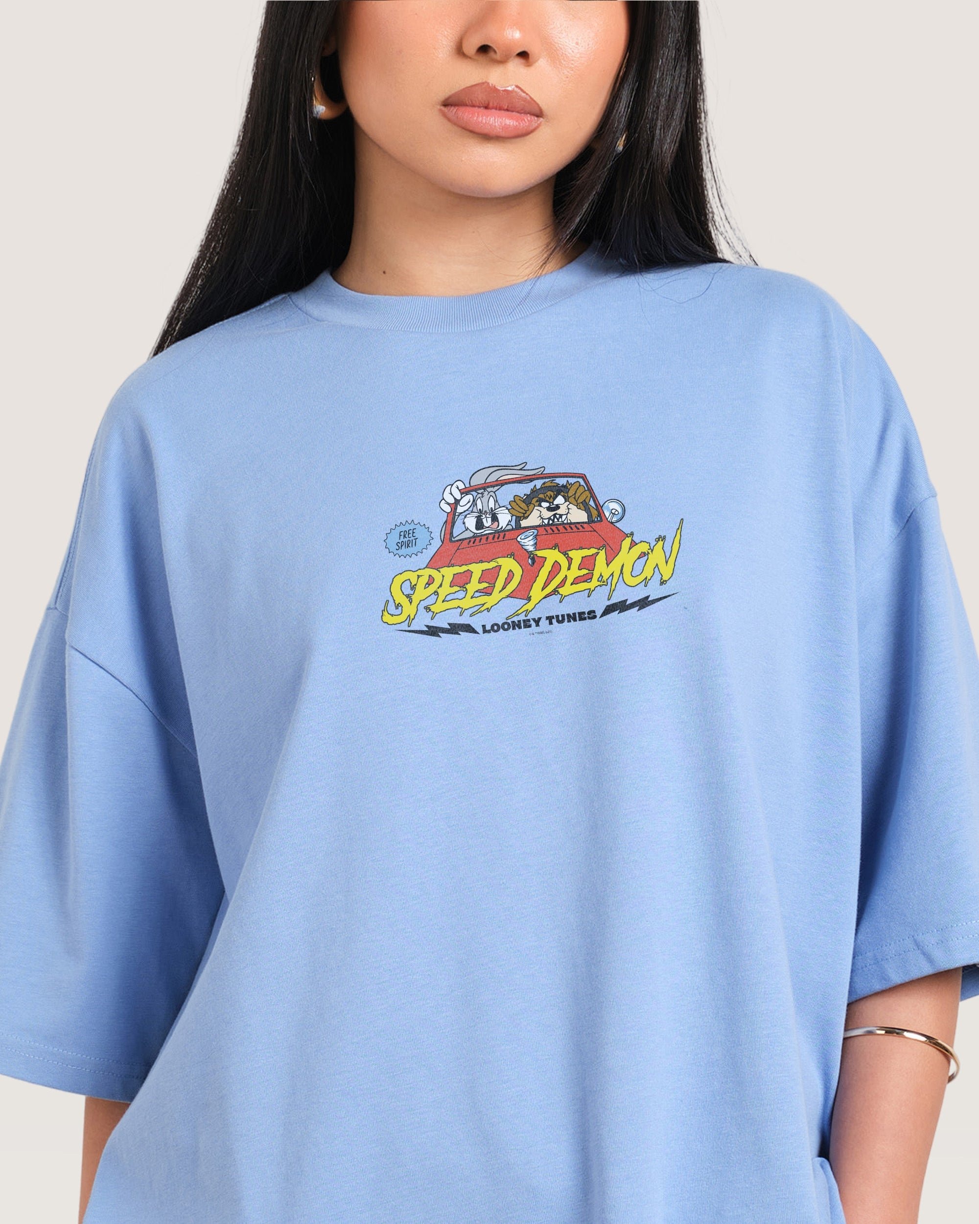 Speed Demon Oversized Looney Tunes Graphic Tee - Unisex 90s Boxy Fit 275gsm Cotton