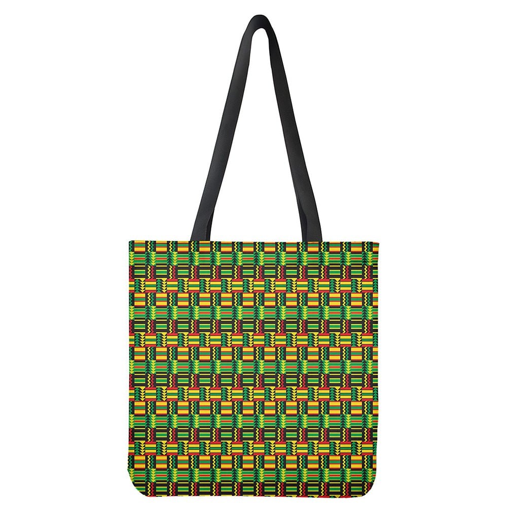 West African Kente Tribal Pattern Print Tote Bag, Polyester, Double-Sided Print