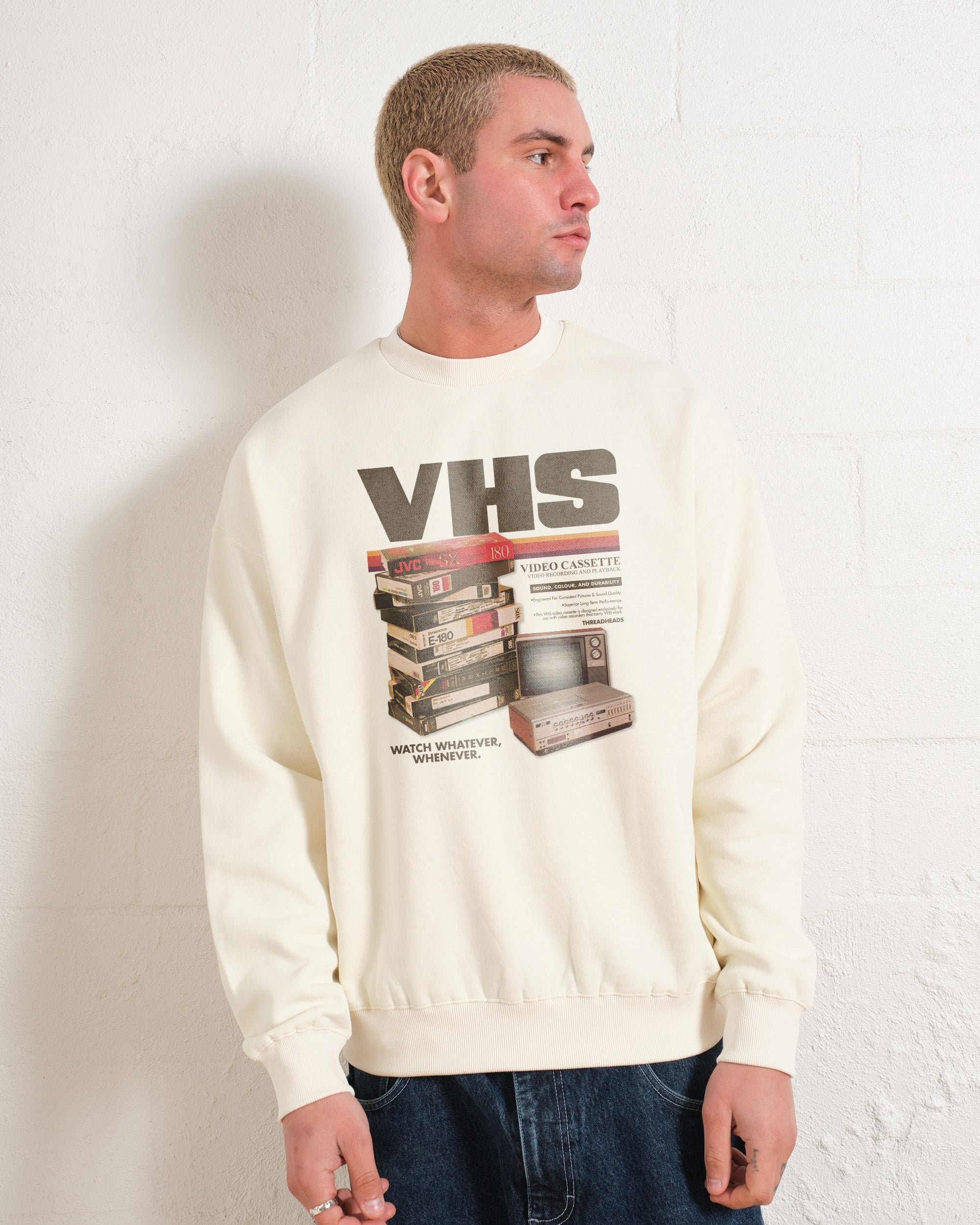 Vintage VHS Tapes Unisex Sweatshirt - 80% Cotton 340gsm Graphic Print