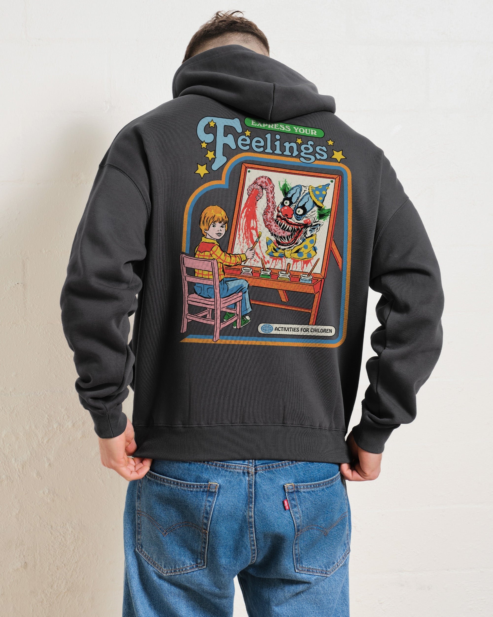 Express Your Feelings Front and Back Unisex Hoodie - 90s Boxy Fit, 80% Cotton