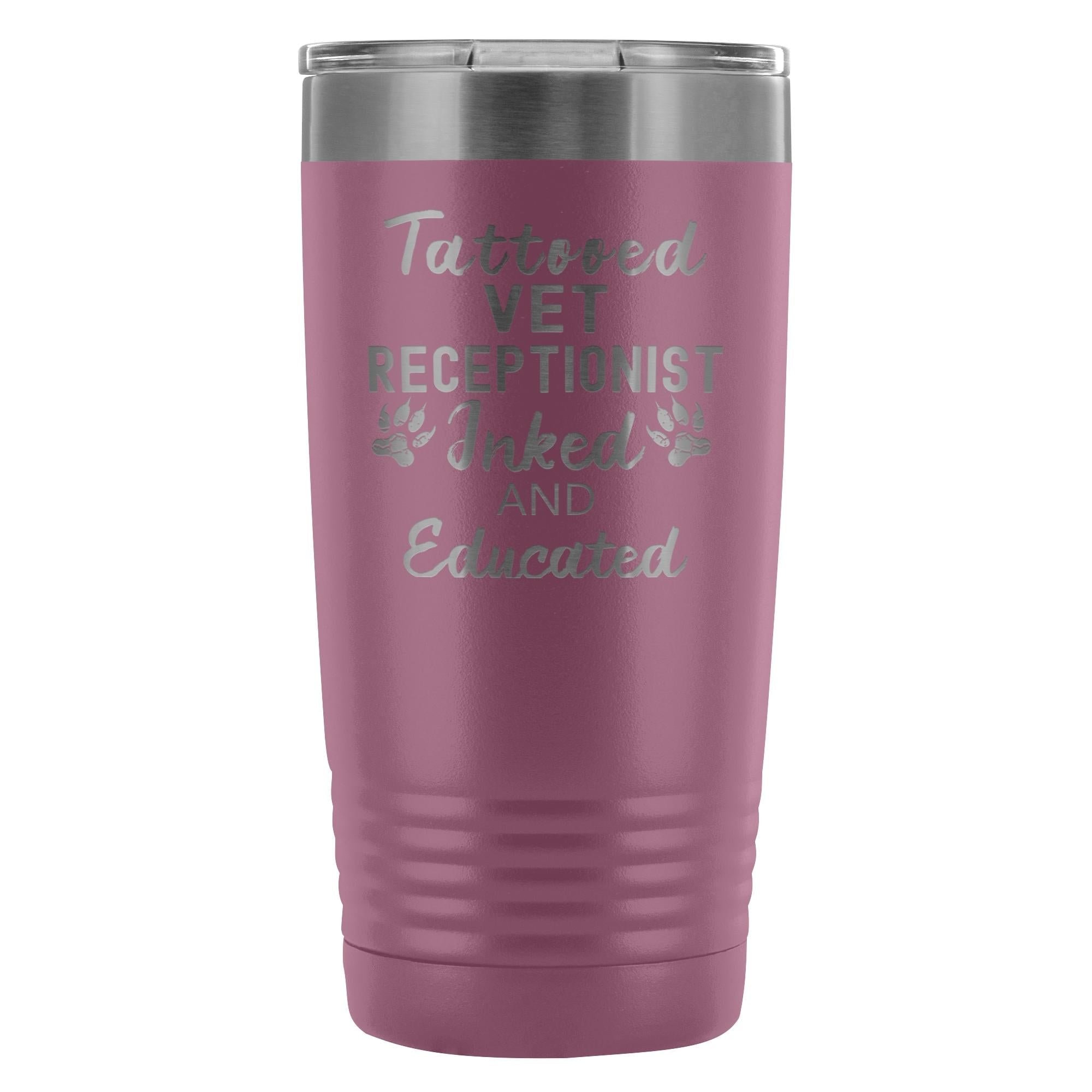 Vet Receptionist Tattooed Inked and Educated 20oz Vacuum Tumbler - Polar Camel