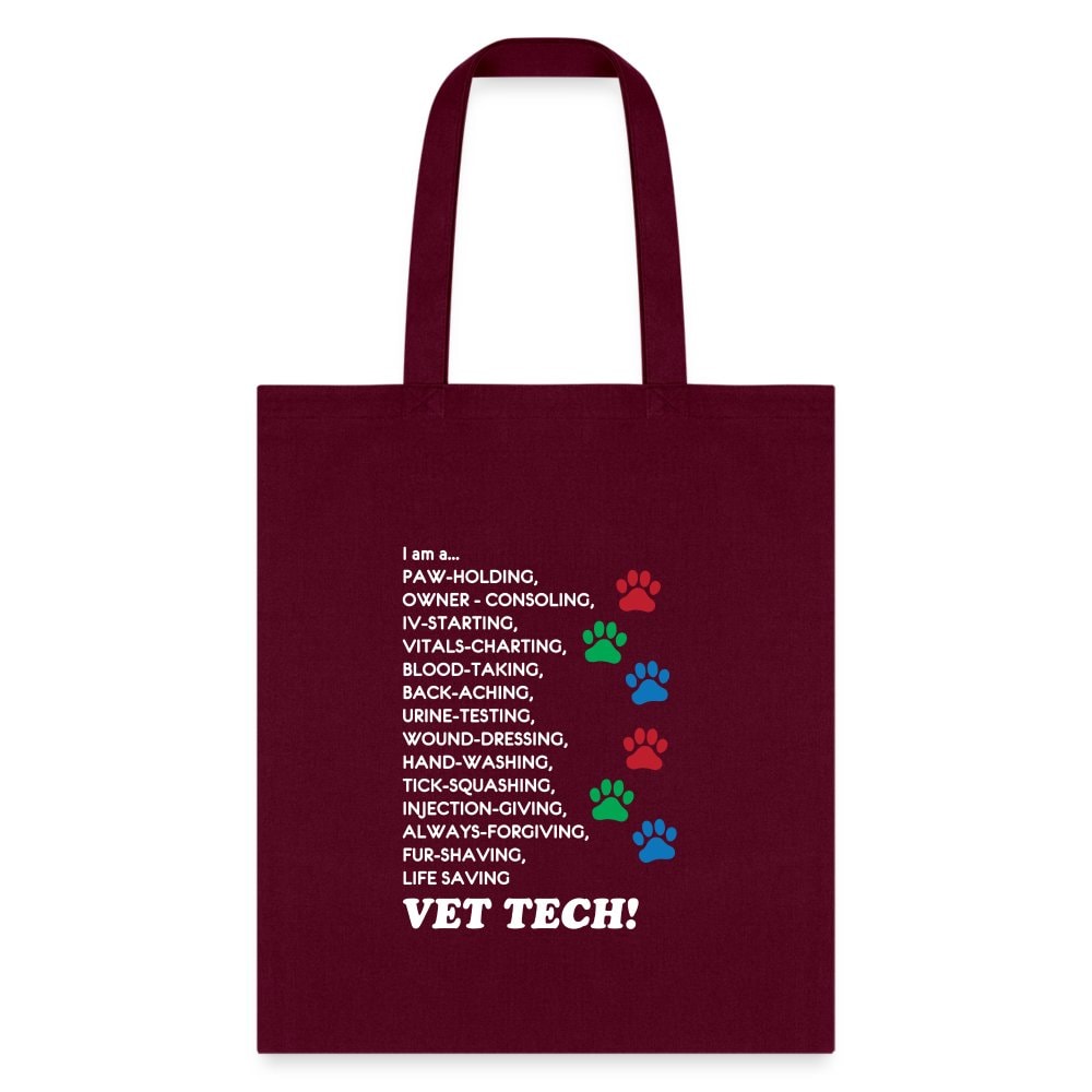 Vet Tech Tote Bag - I Am A Vet Tech Canvas Shoulder Bag for Vets & Students