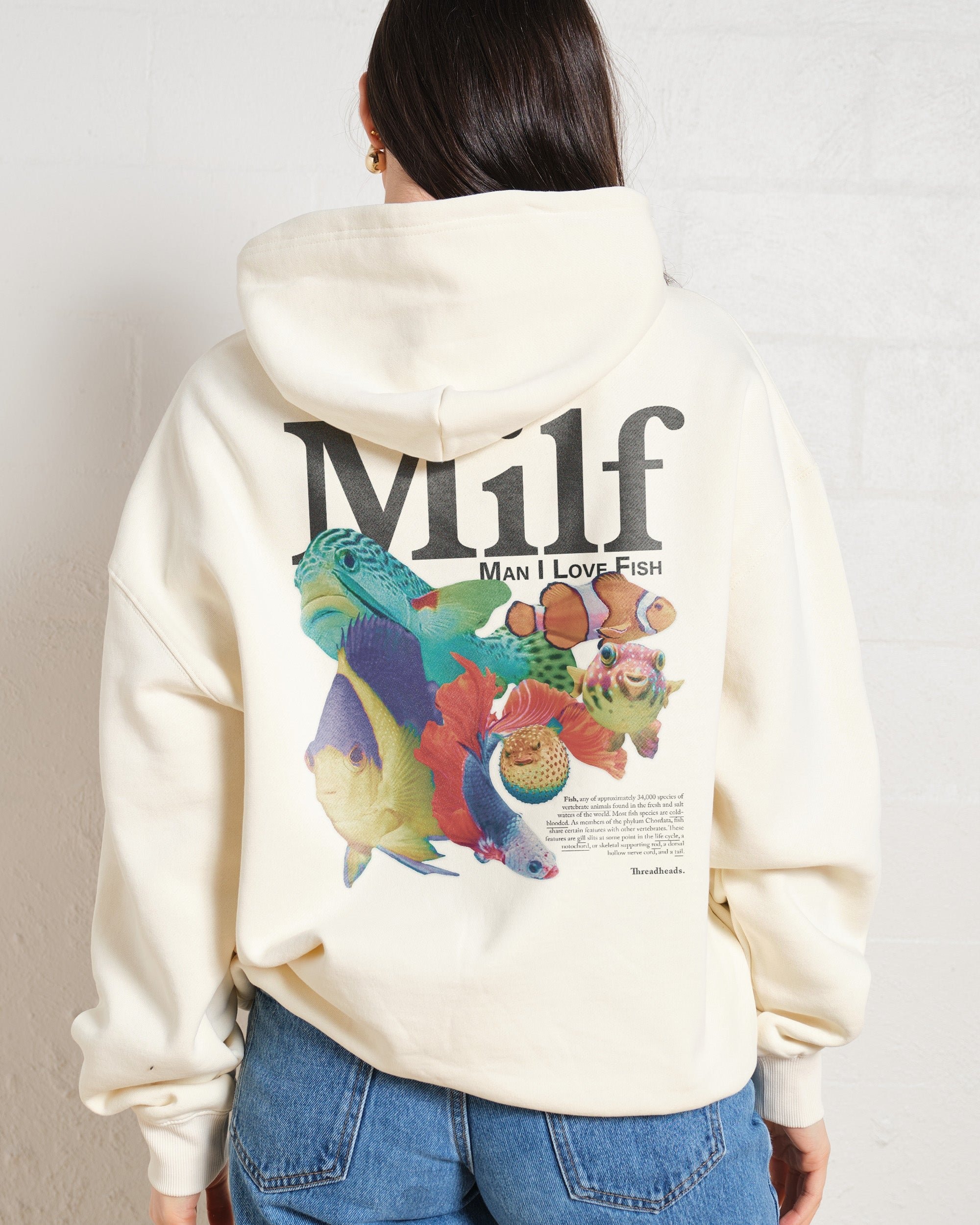 Man I Love Fish Graphic Hoodie Unisex 90s Boxy Fit Cotton-Poly Blend