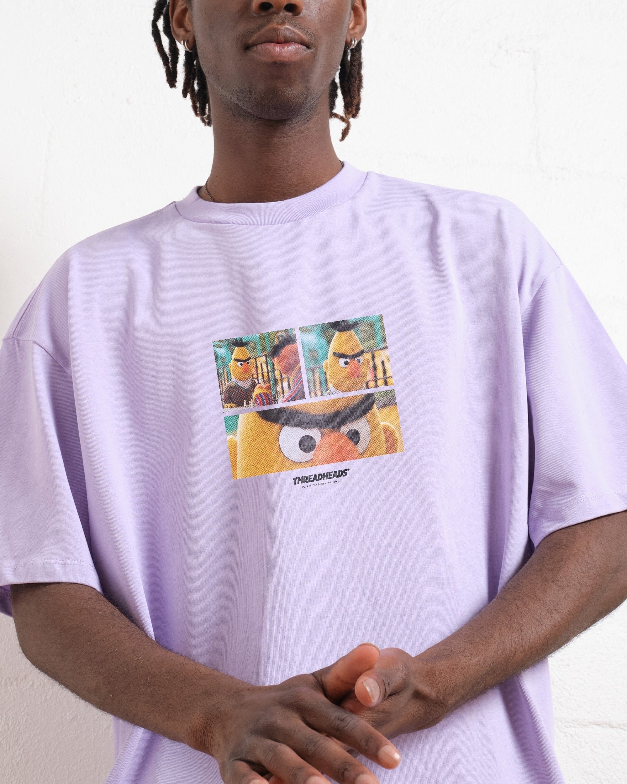 Angry Bert Oversized Graphic T-Shirt - Sesame Street Unisex Heavyweight Tee