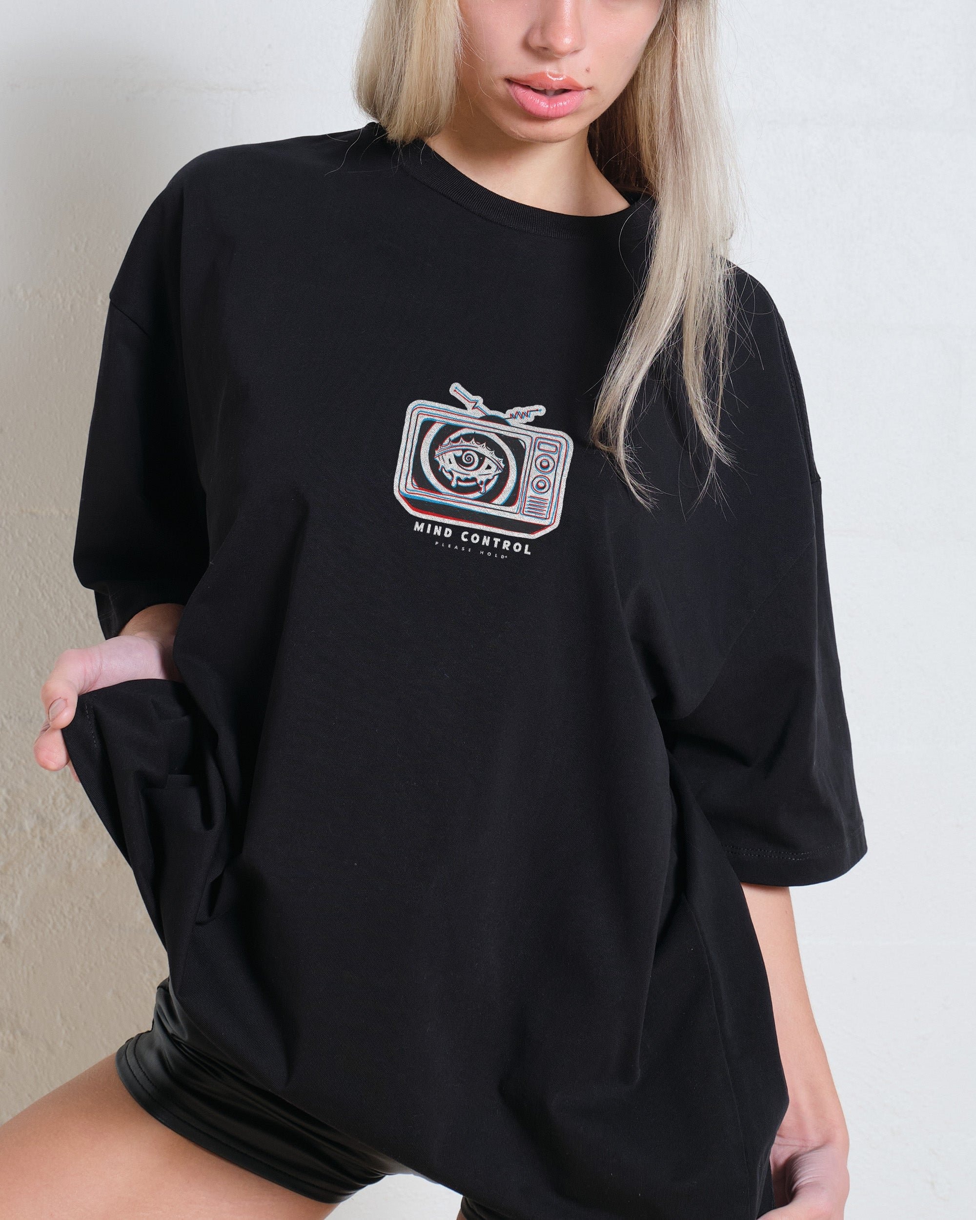 Mind Control Oversized Graphic Tee Unisex 90s Boxy Fit 100% Combed Cotton