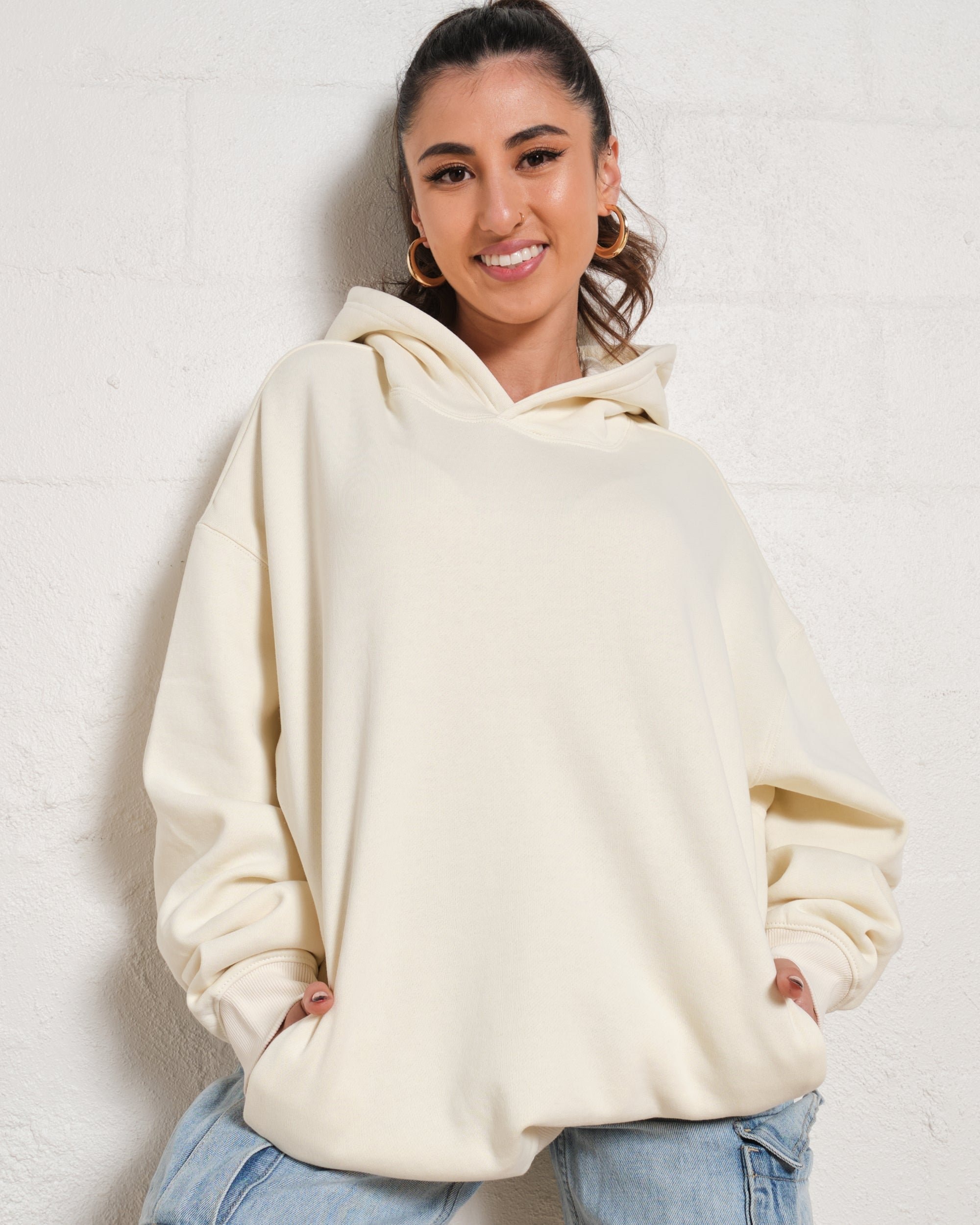 Oversized Unisex Hoodie 340 GSM Cotton Poly Blend Drop Shoulder Relaxed Fit