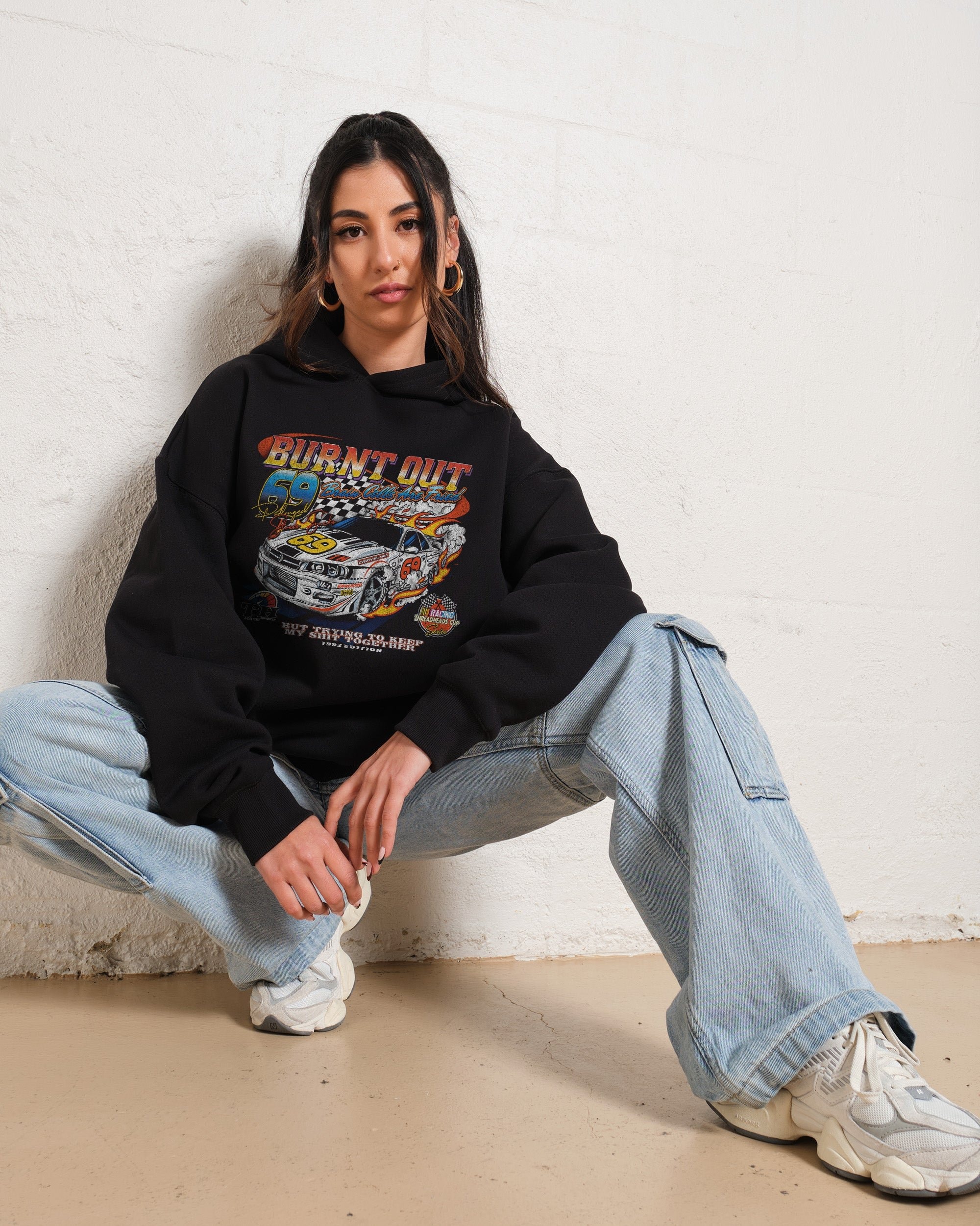 Burnt Out Graphic Hoodie - Unisex 90s Boxy Fit, 340gsm Cotton-Poly Blend
