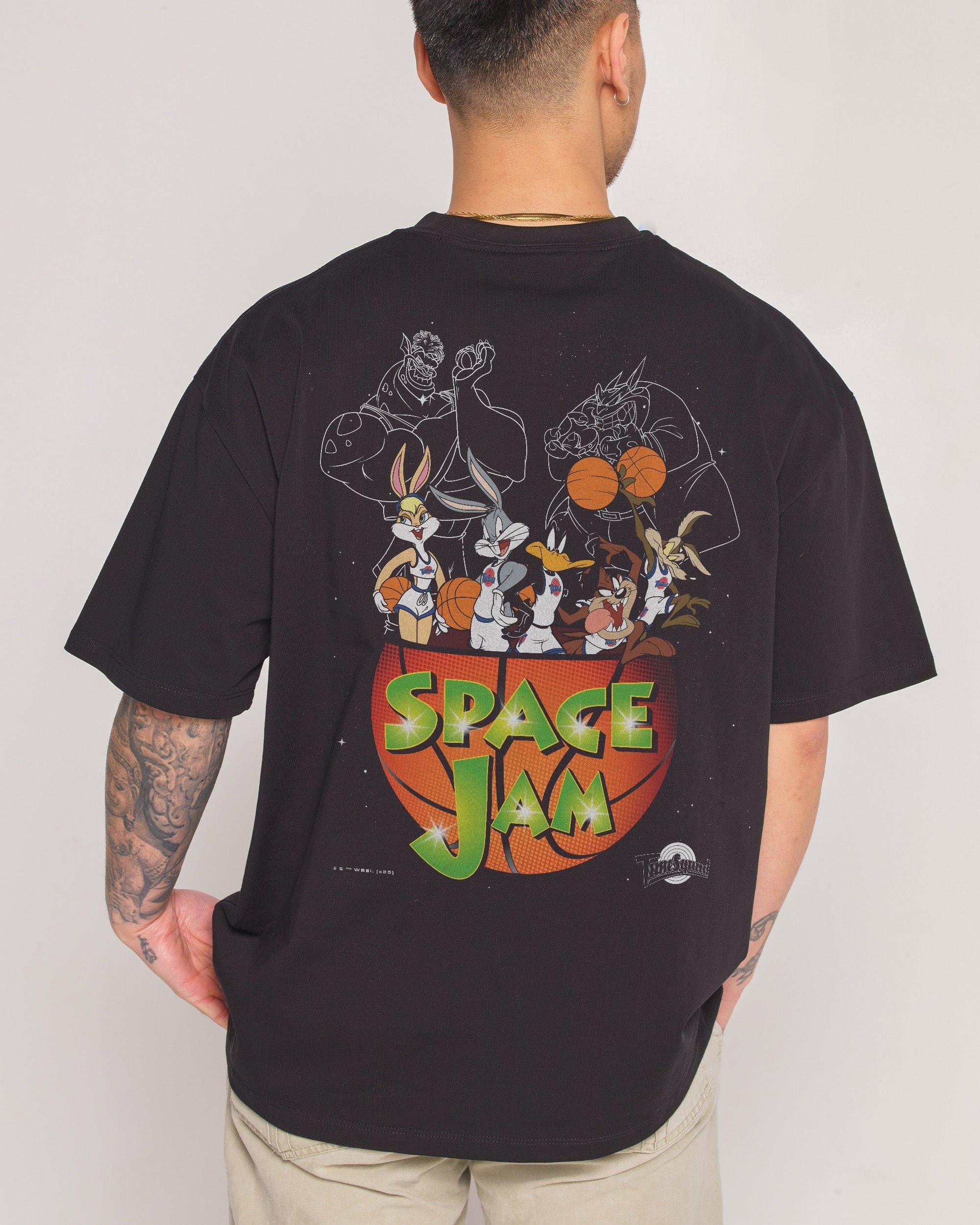 Space Jam Stars Oversized Graphic Tee - Looney Tunes Unisex 100% Combed Cotton