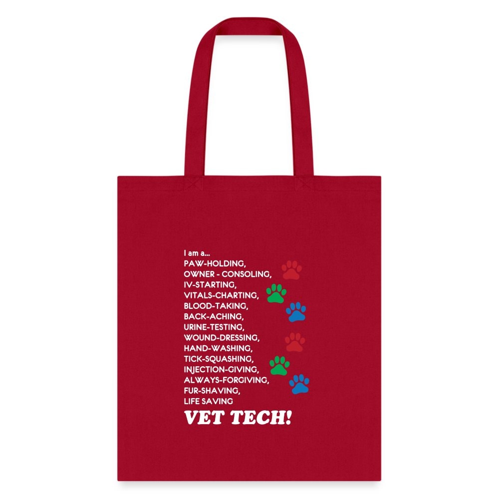 Vet Tech Tote Bag - I Am A Vet Tech Canvas Shoulder Bag for Vets & Students