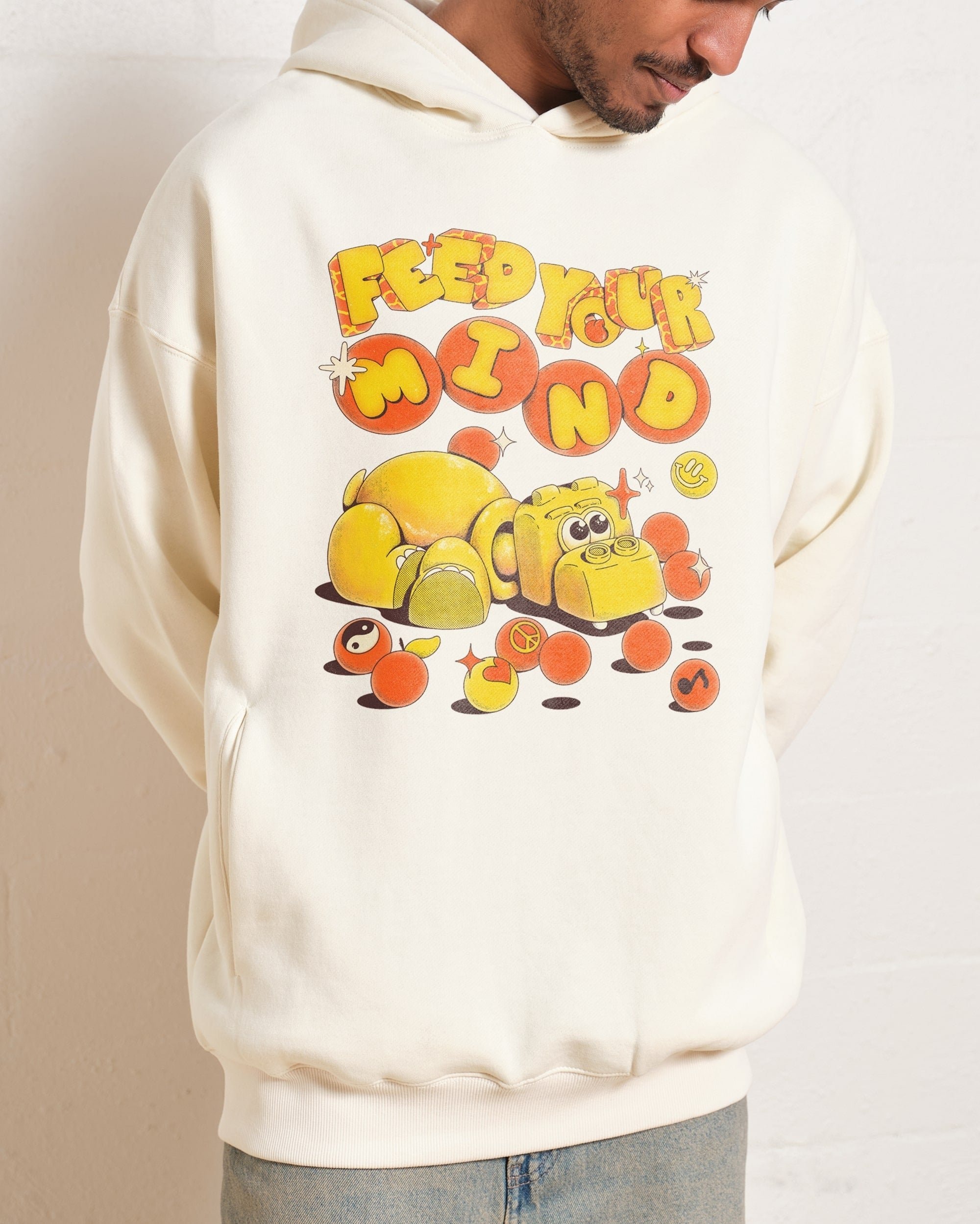 Feed Your Mind Unisex Graphic Hoodie - 90s Boxy Fit, 80% Cotton