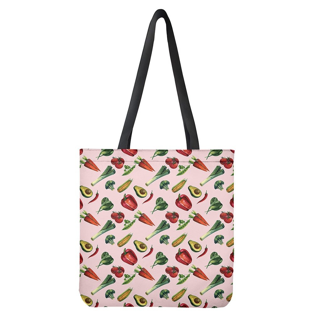 Watercolor Vegan Pattern Print Tote Bag - Polyester Double-Sided Lightweight