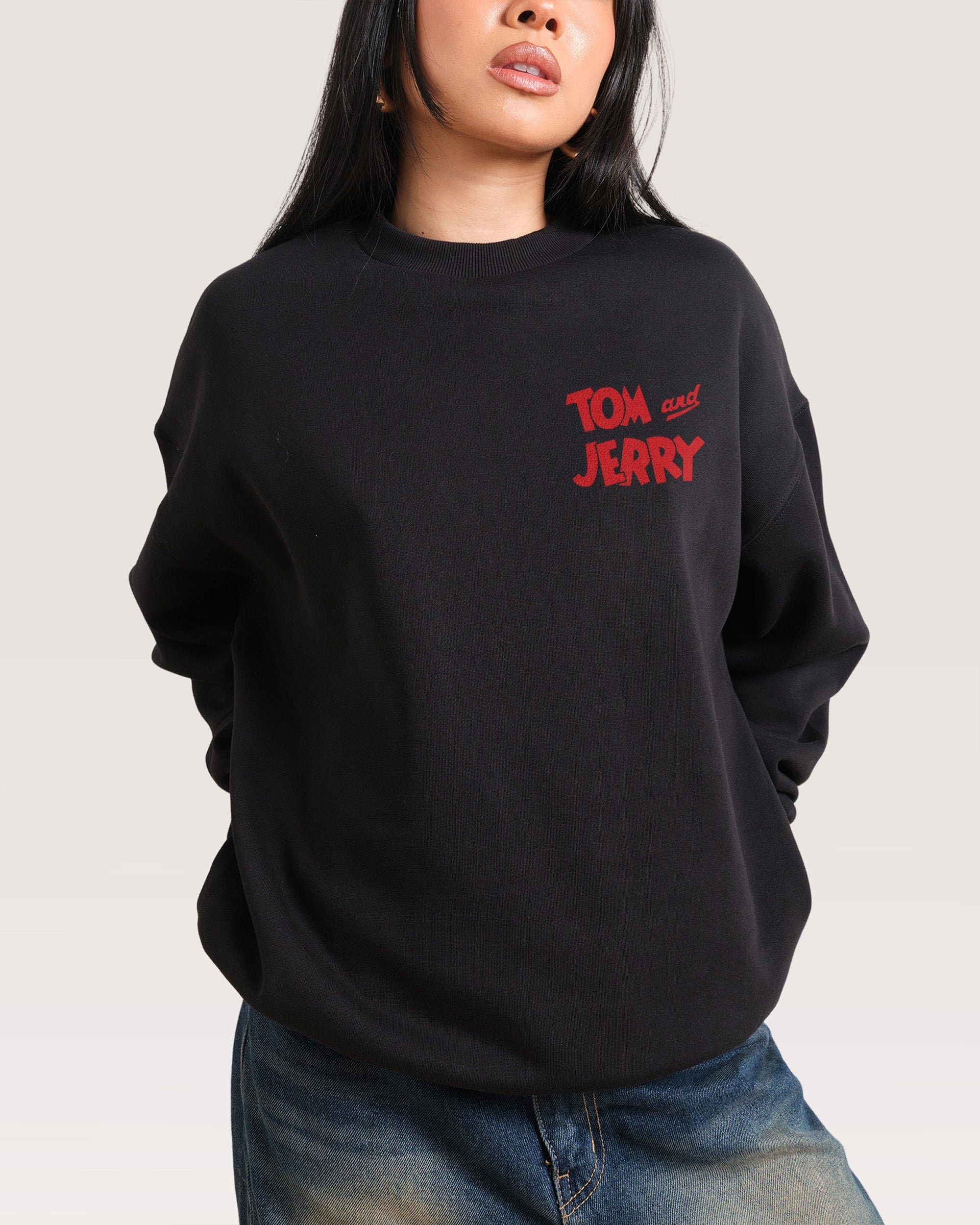 Troublesome Tom Unisex Sweatshirt - Tom and Jerry Graphic Print, 340gsm Cotton-Poly Blend