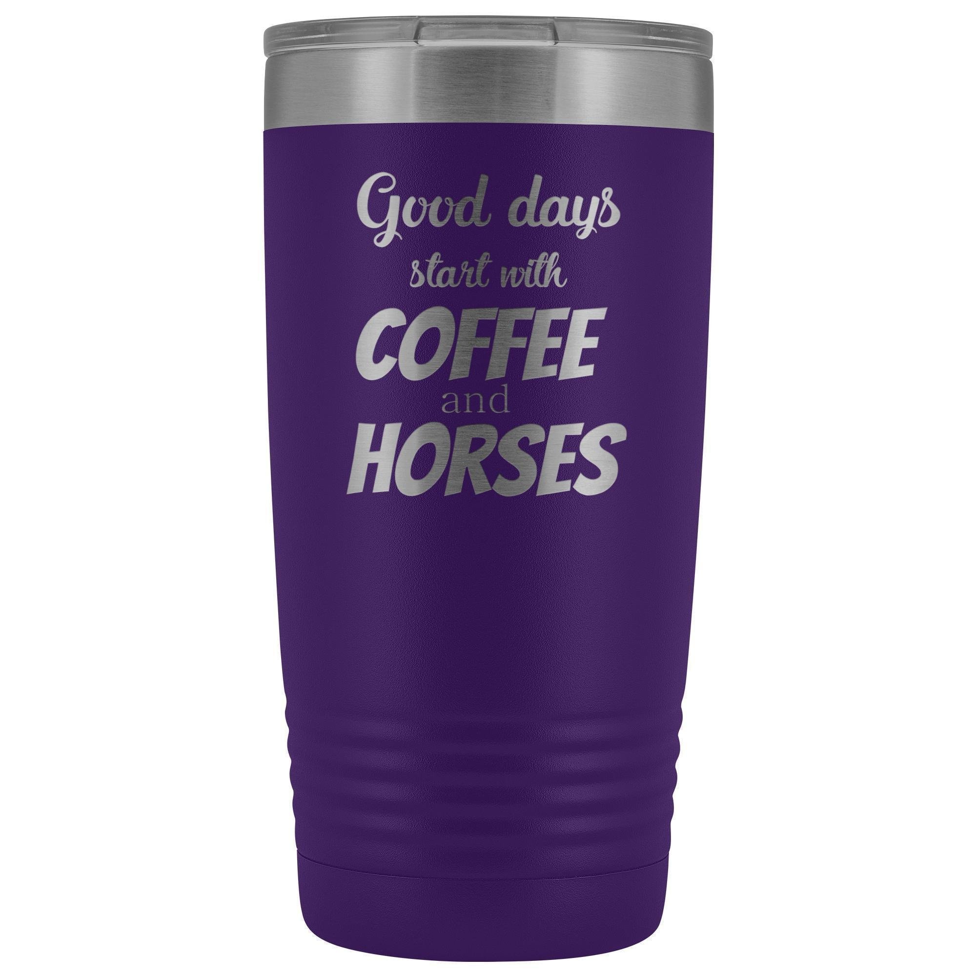 Coffee and Horses 20oz Vacuum Tumbler - Laser Etched Insulated Vet Gift