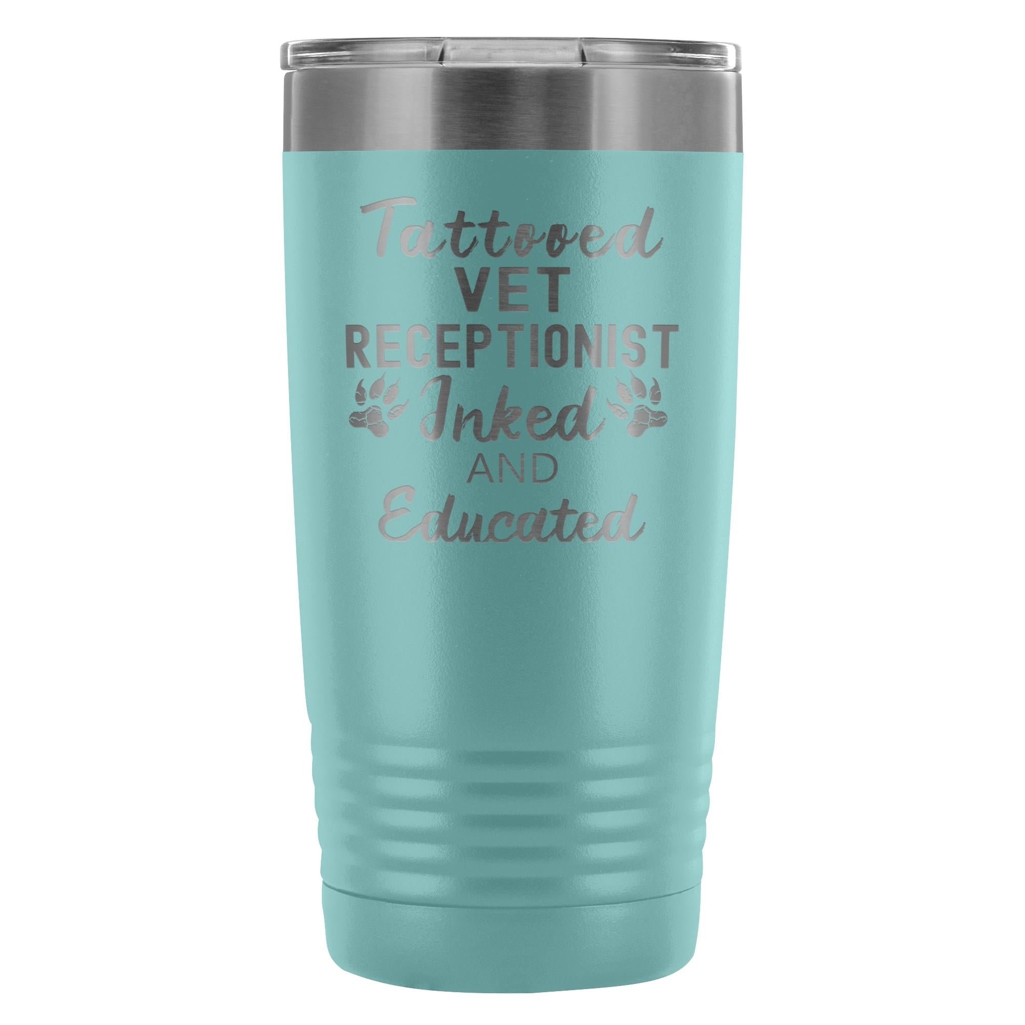 Vet Receptionist Tattooed Inked and Educated 20oz Vacuum Tumbler - Polar Camel