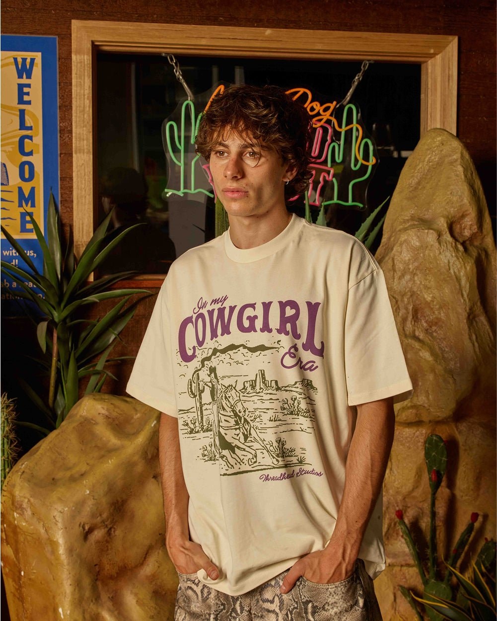 Cowgirl Era Oversized Graphic Tee Unisex 90s Boxy Fit 100% Combed Cotton
