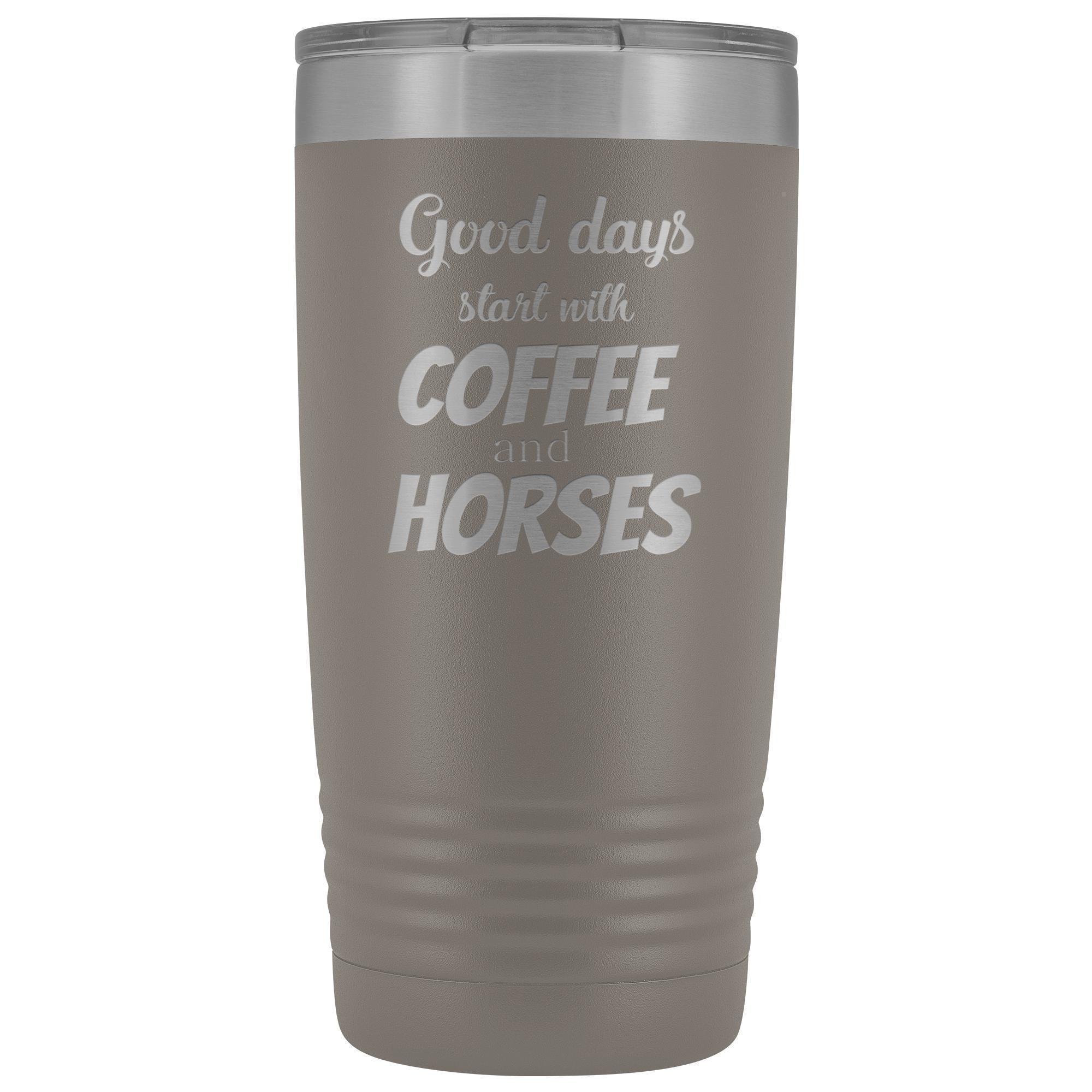 Coffee and Horses 20oz Vacuum Tumbler - Laser Etched Insulated Vet Gift