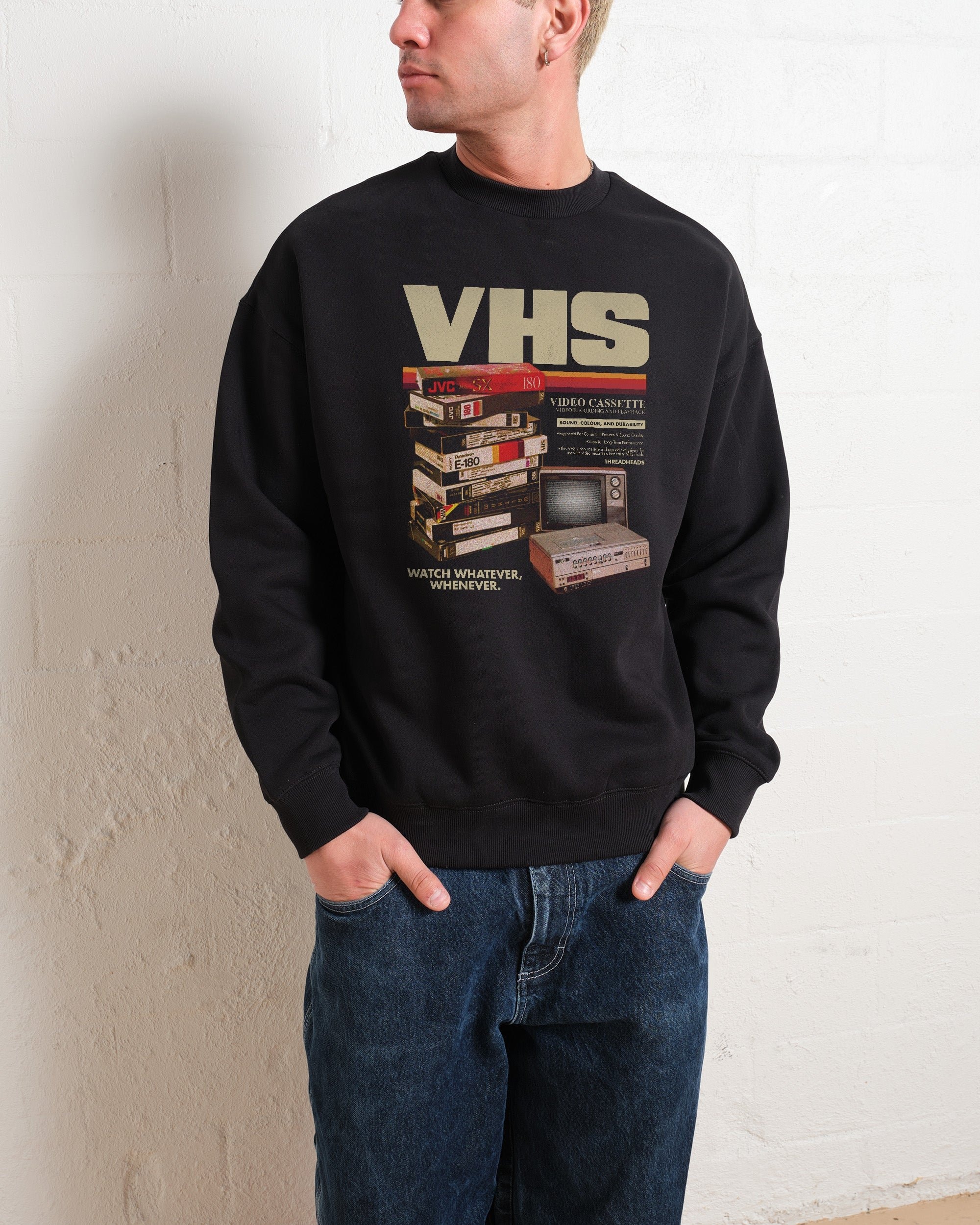 Vintage VHS Tapes Unisex Sweatshirt - 80% Cotton 340gsm Graphic Print
